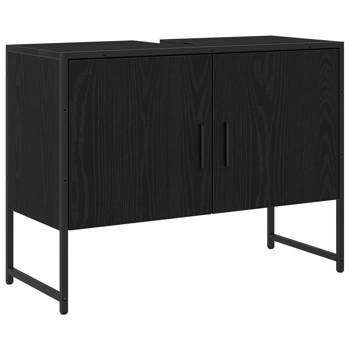 vidaXL Badezimmer Waschbecken Schrank Schwarz Eiche 80x33x60 cm Spanplatte