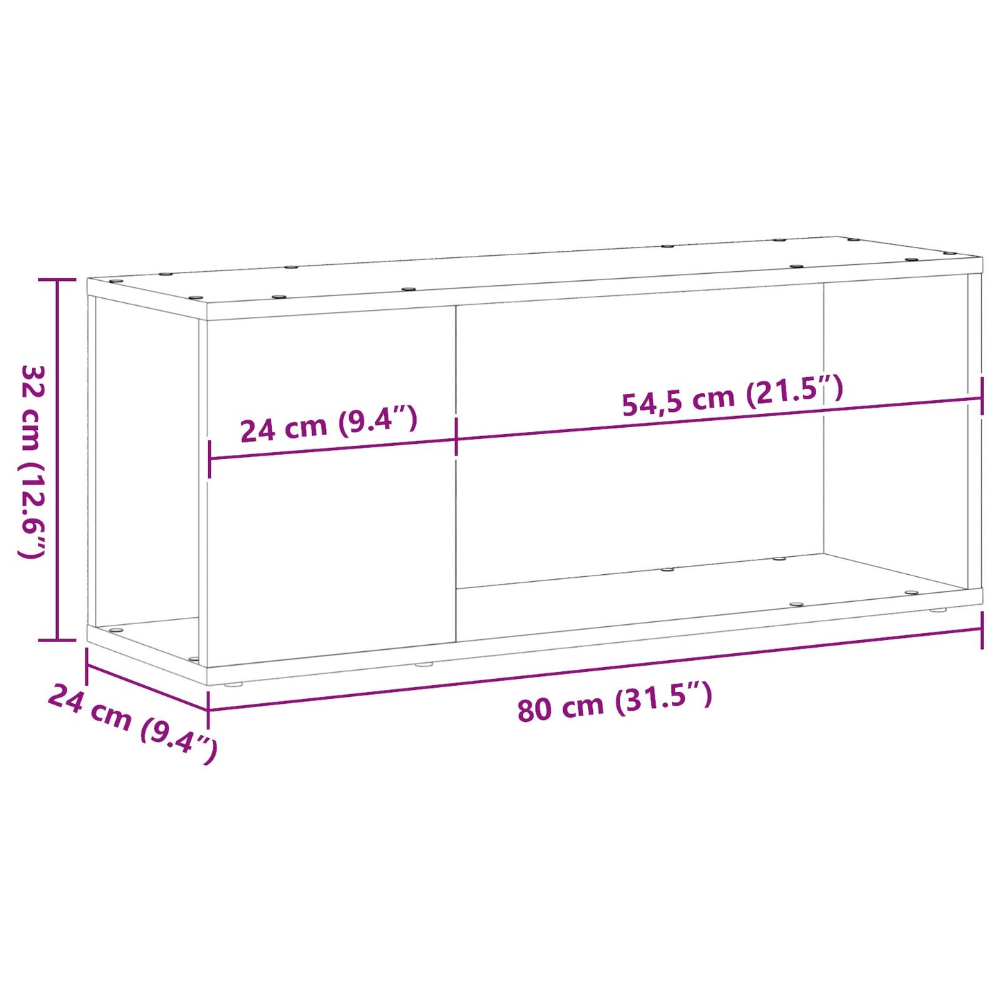vidaXL TV-Schrank Weiß 80x24x32 cm Holz
