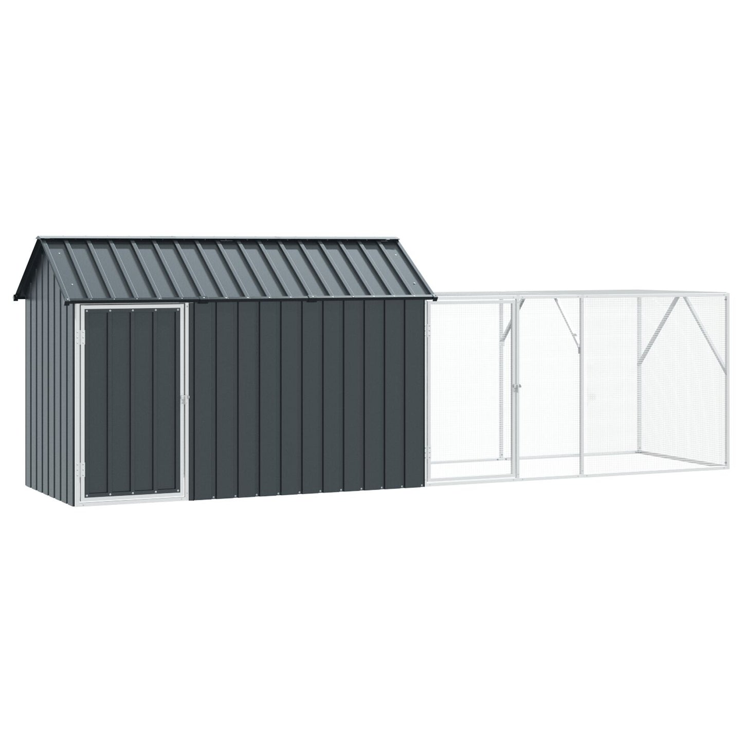 vidaXL Vogelvoliere mit Erweiterung Anthrazit 112x421x141 cm Stahl