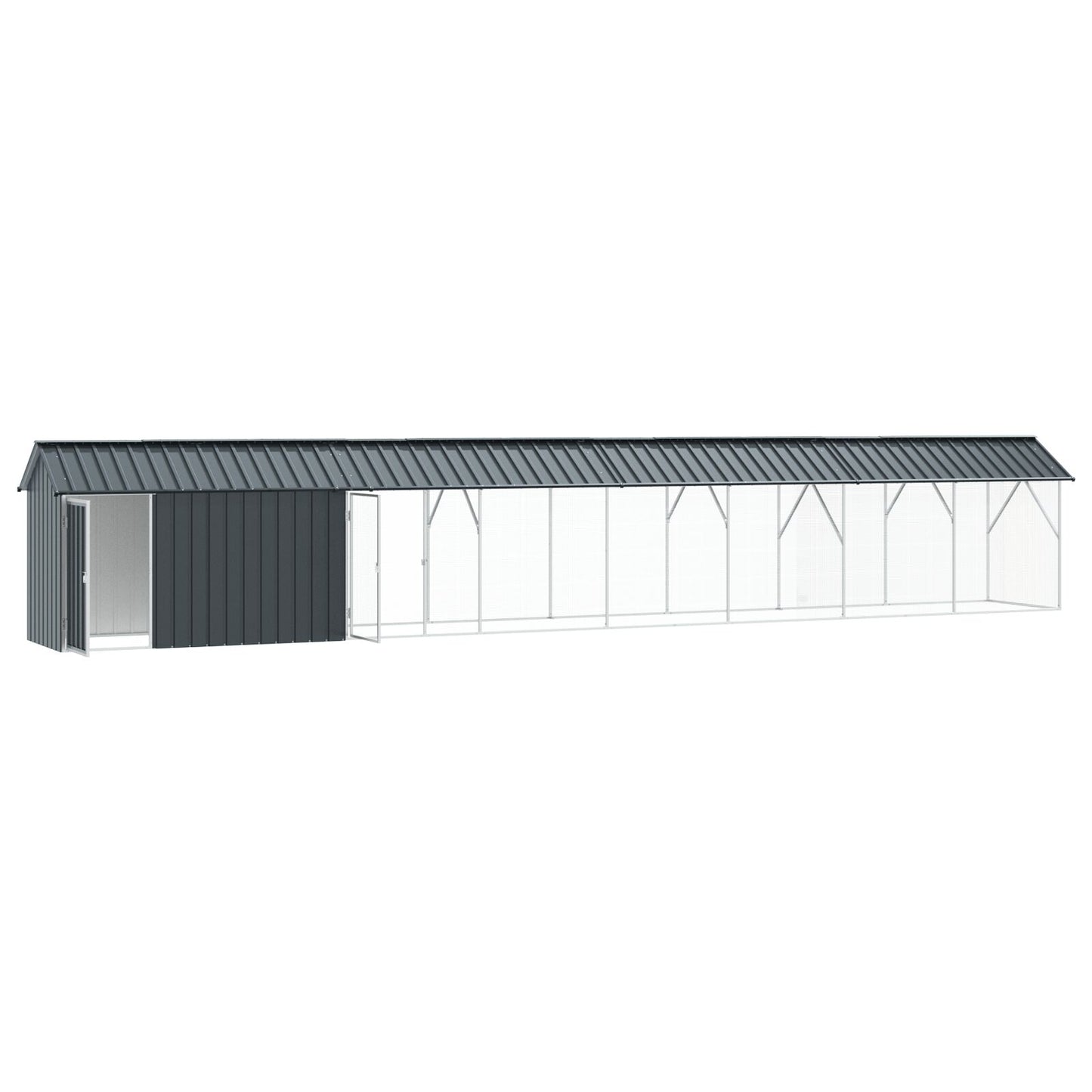 vidaXL Vogelvoliere mit Erweiterung Anthrazit 112x838x141 cm Stahl