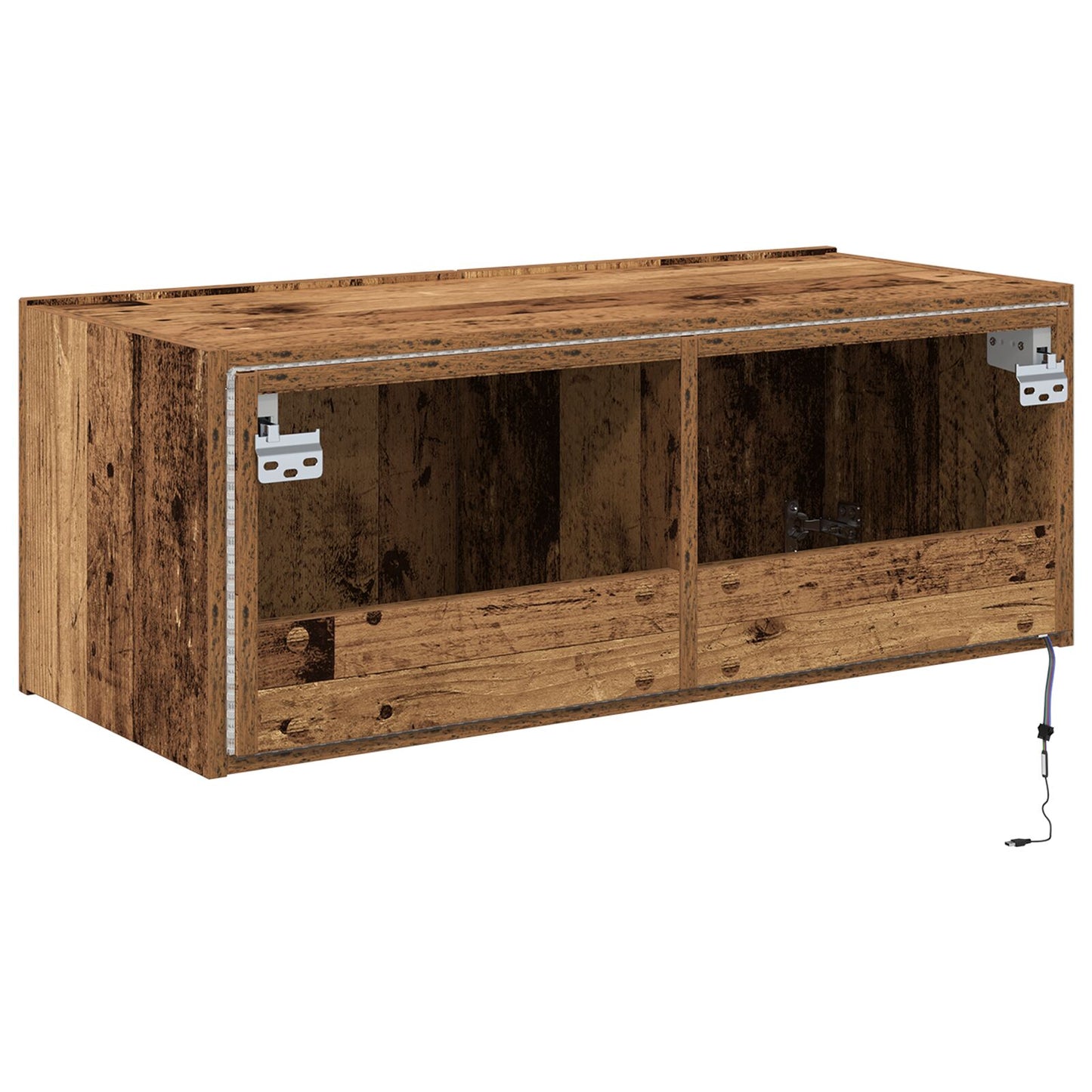 vidaXL TV-Wandregal mit LED-Beleuchtung Altholz 80x35x31 cm