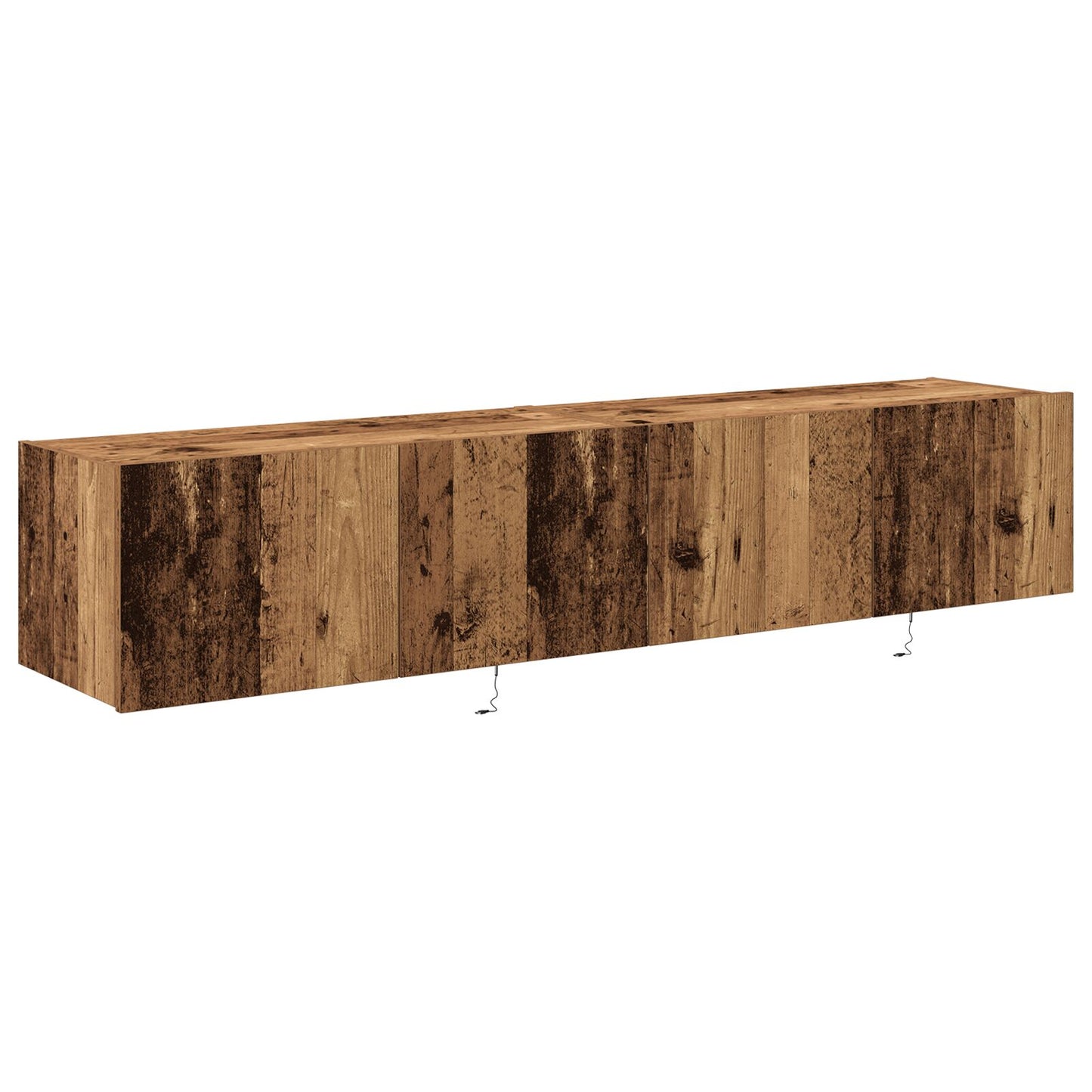 vidaXL TV-Wandmöbel mit LED-Lichtern 2 Stück Altes Holz 80x35x31 cm