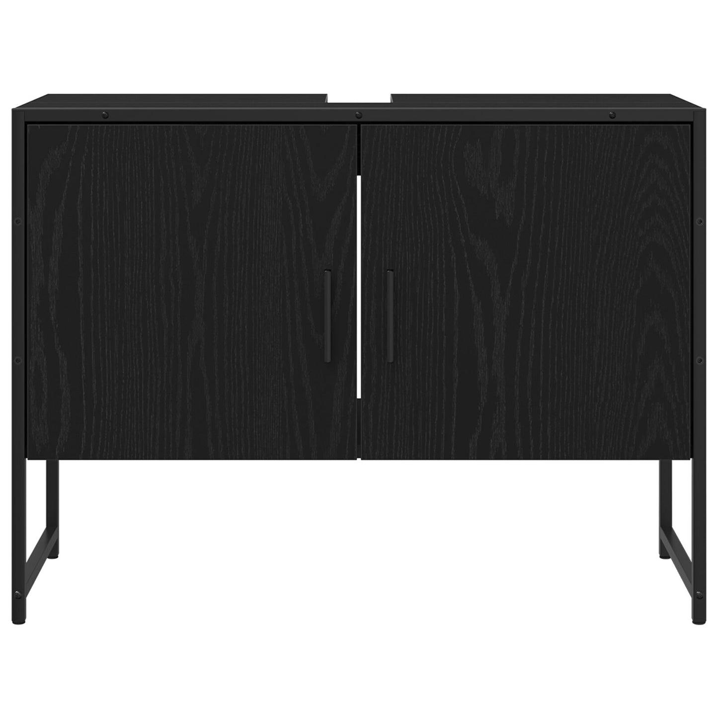 vidaXL Badezimmer Waschbecken Schrank Schwarz Eiche 80x33x60 cm Spanplatte