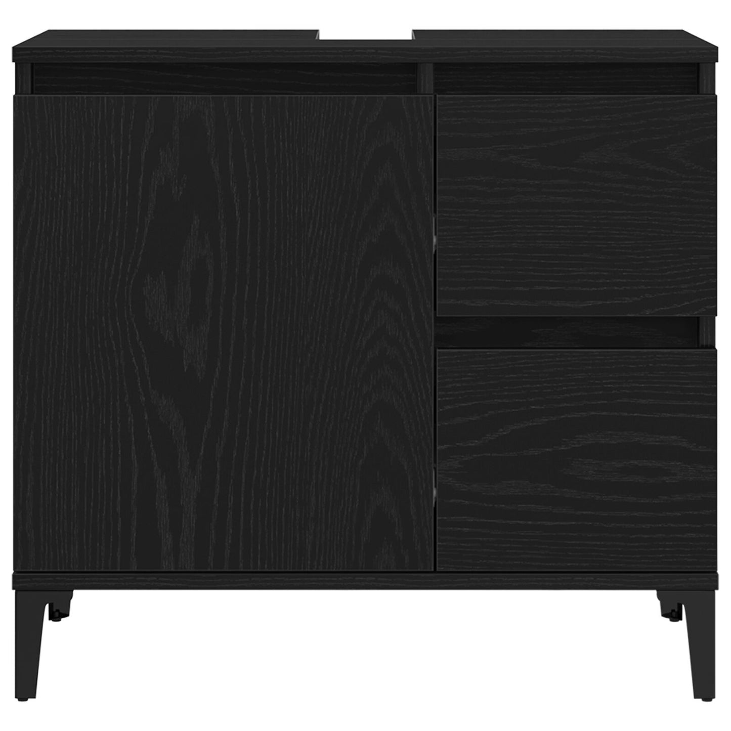 vidaXL Waschschrank Schwarz Eiche 65x33x60 cm Holzwerkstoff