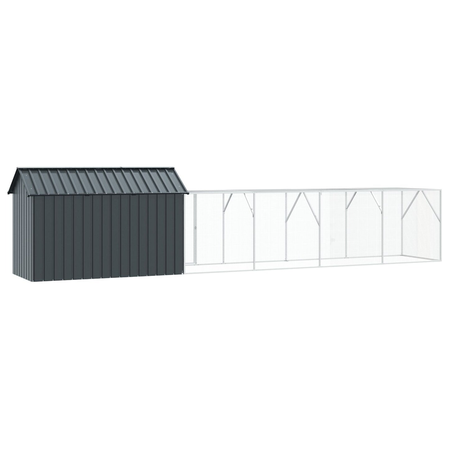 vidaXL Vogelvoliere mit Erweiterung Anthrazit 112x619x141 cm Stahl