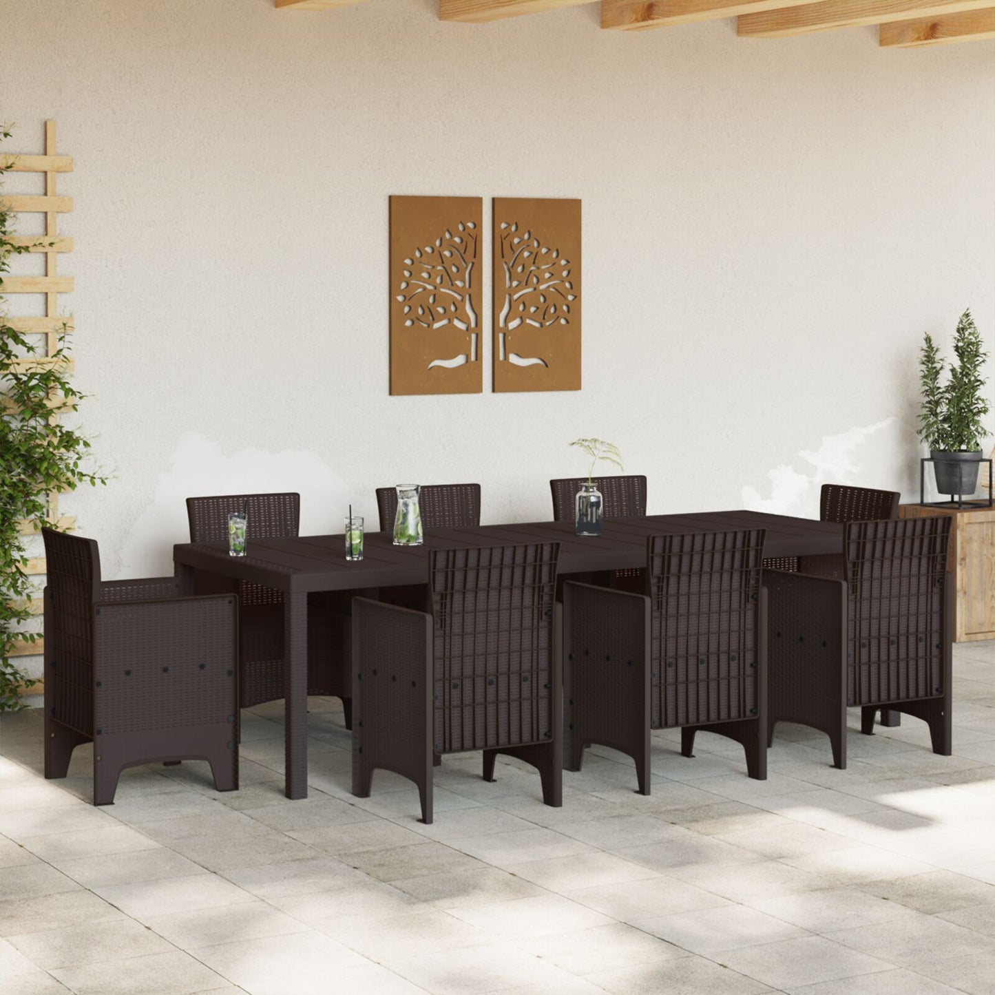 vidaXL Gartentisch Braun 250x100x73 cm Poly Rattan