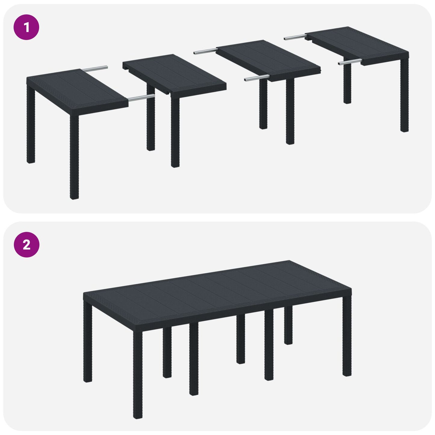 vidaXL 7-teiliges Garten Essgruppen Set Anthrazit Poly Rattan