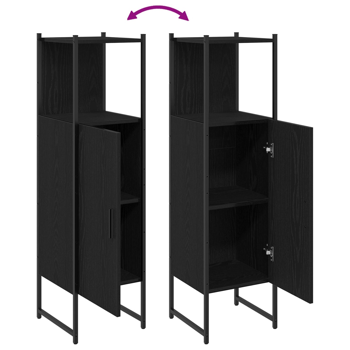 vidaXL Badezimmer Schrank Schwarz Eiche 33x33x120,5 cm Holzwerkstoff