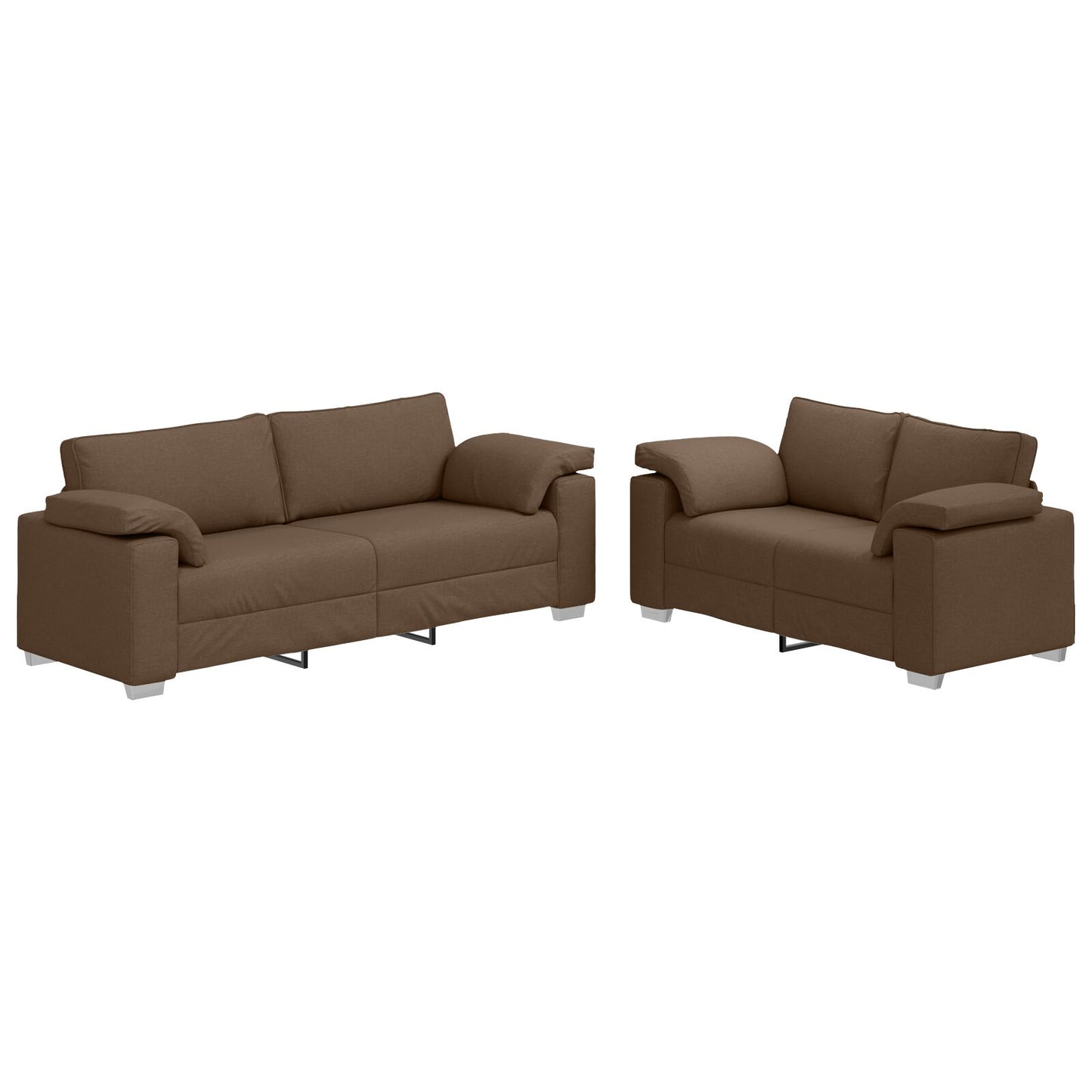 vidaXL 2-teiliges Sofa-Set mit Kissen aus braunem Stoff