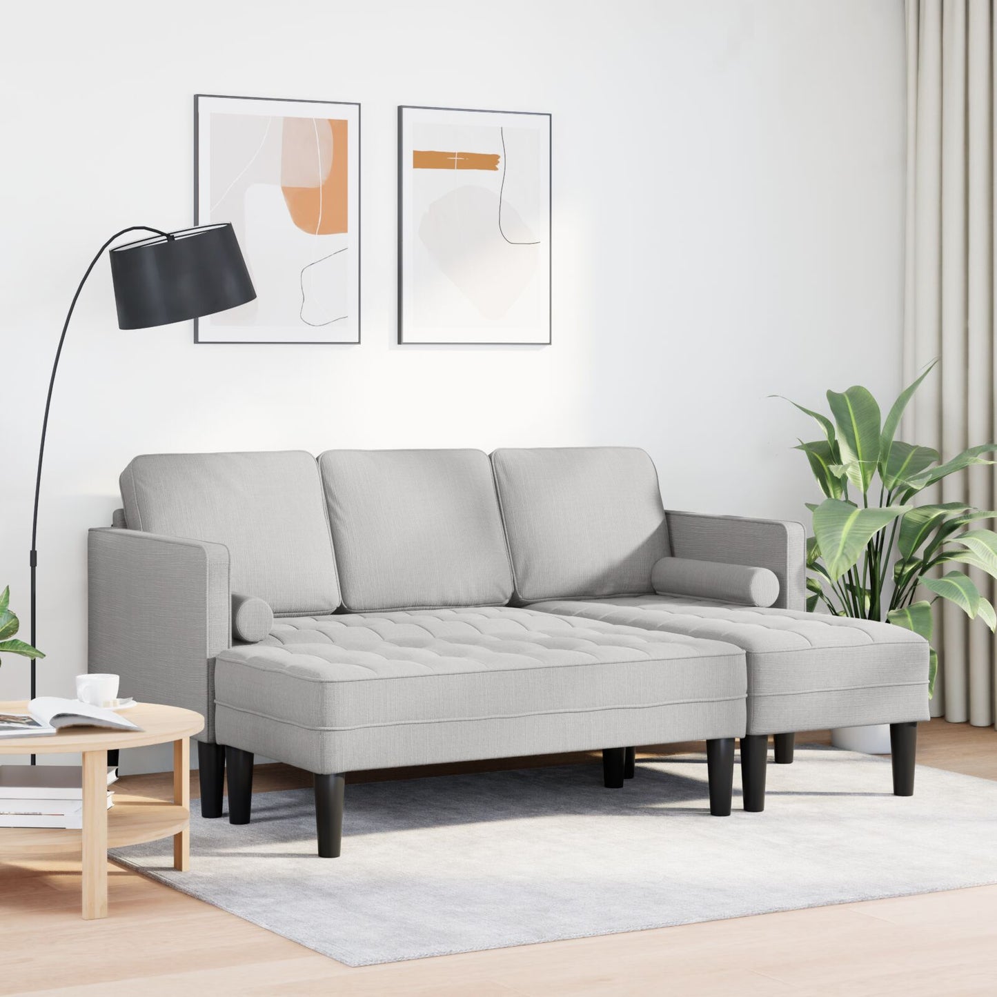 vidaXL 2-teiliges Sofa Set mit Kissen aus wolkengrauem Stoff