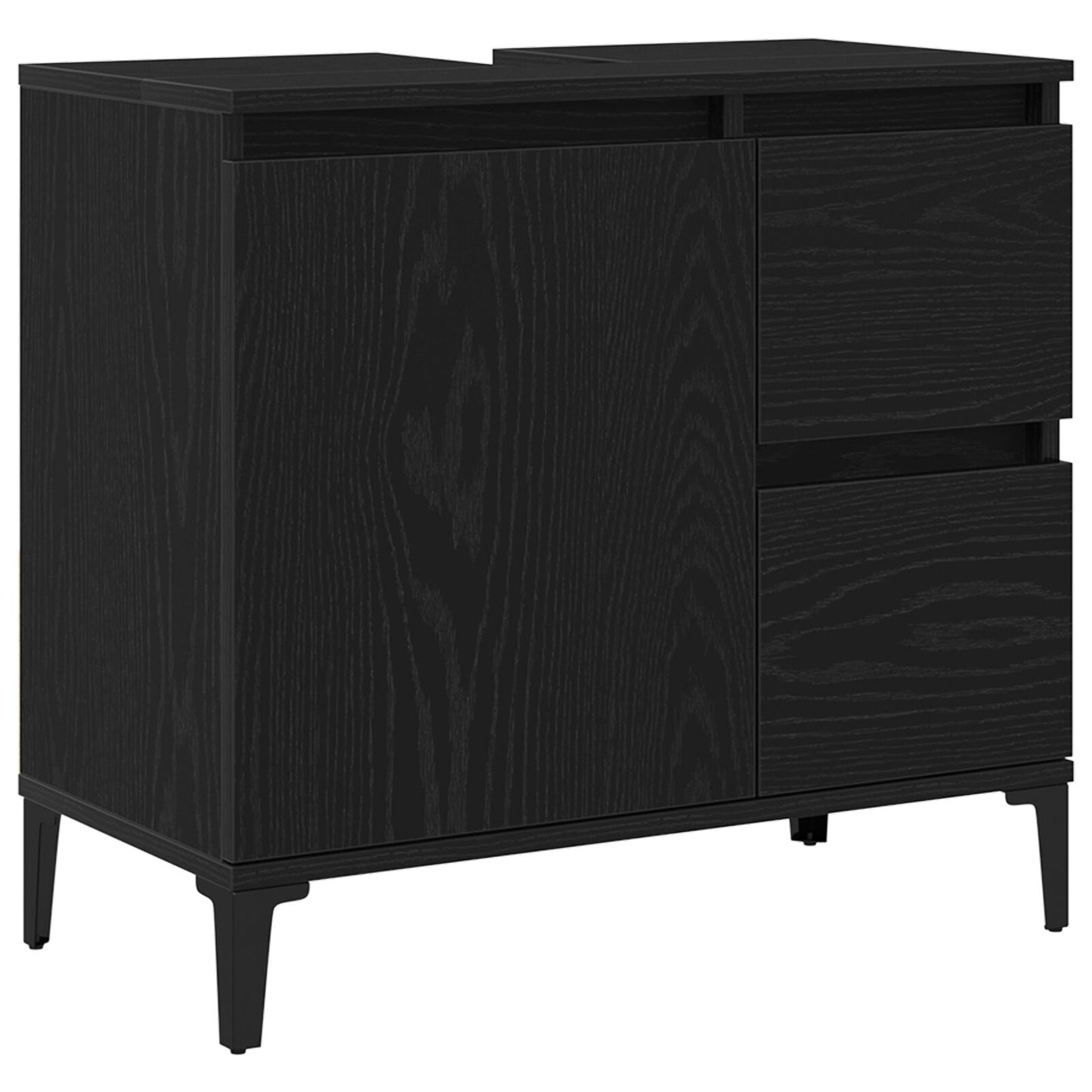 vidaXL Waschschrank Schwarz Eiche 65x33x60 cm Holzwerkstoff