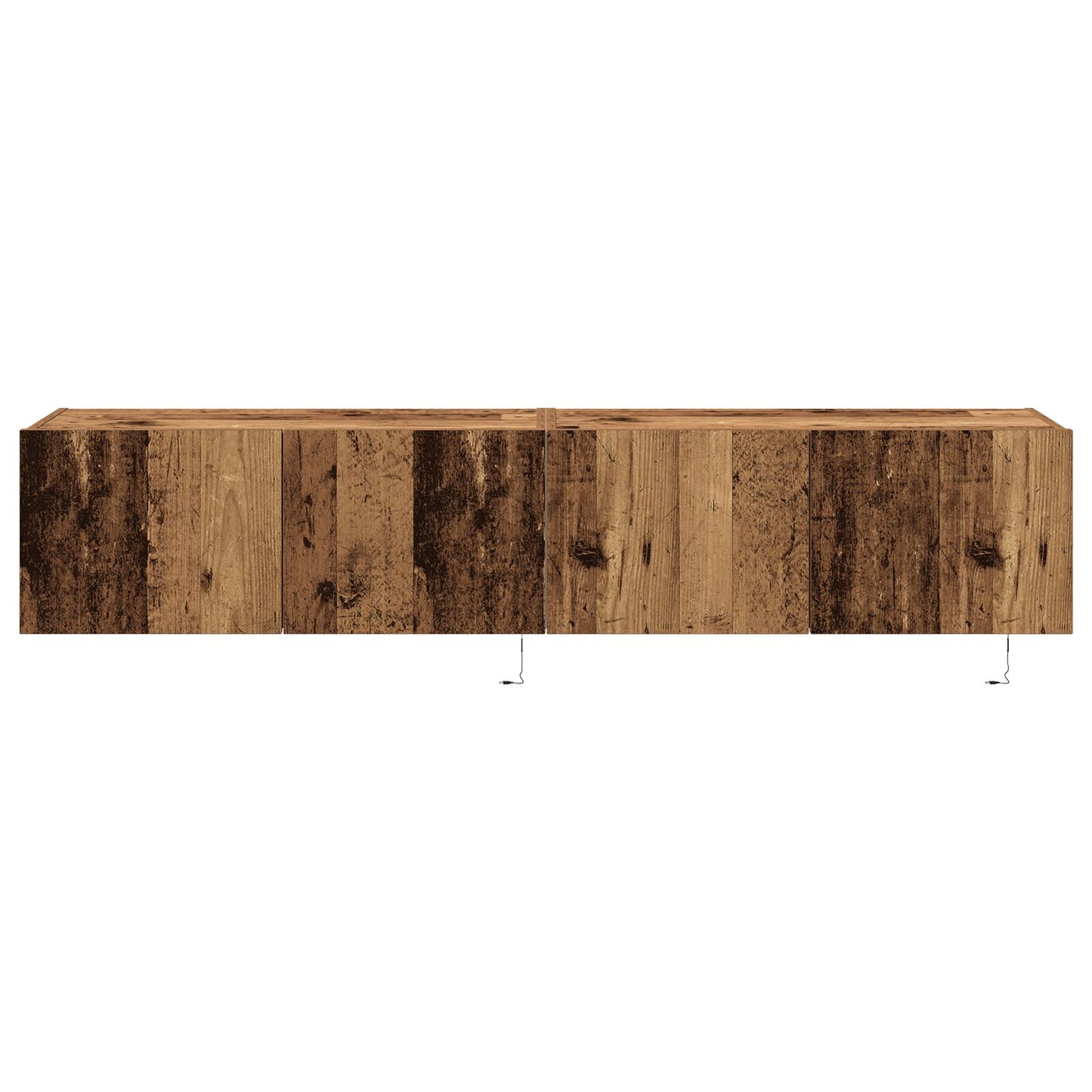 vidaXL TV-Wandmöbel mit LED-Lichtern 2 Stück Altes Holz 80x35x31 cm