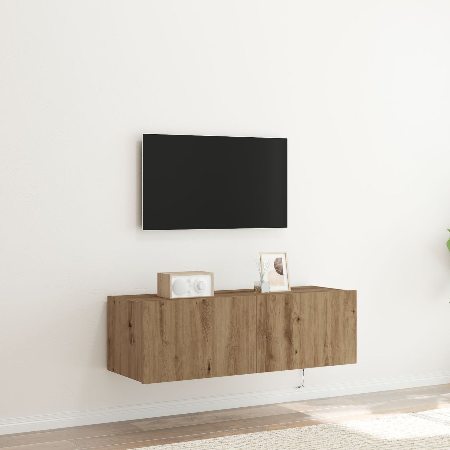 vidaXL TV-Wandregal mit LED-Lichtern Artisan Eiche 100x35x31 cm