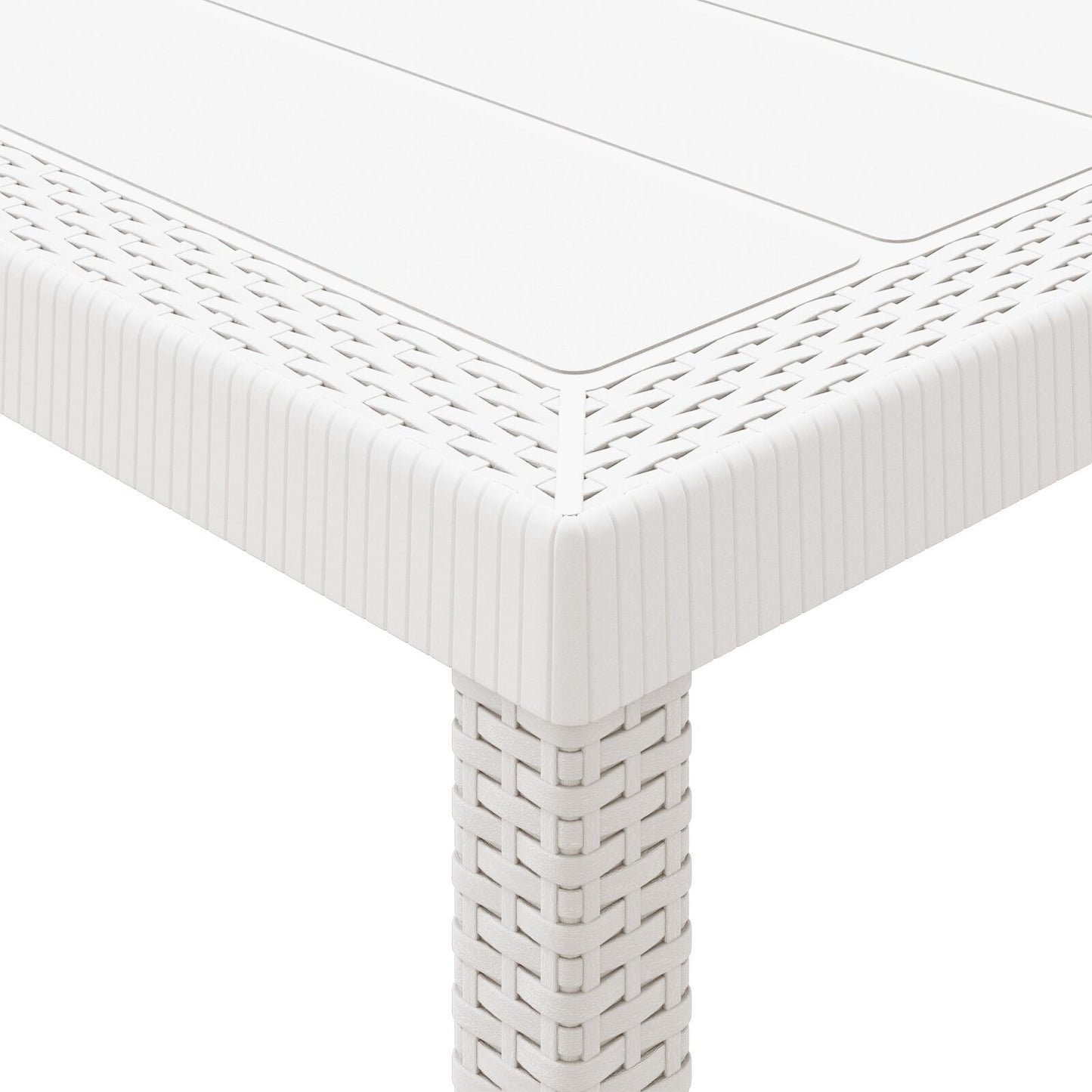 vidaXL Garten Essgruppe 9-teilig Weiß Rattan, Glas Ergonomisch