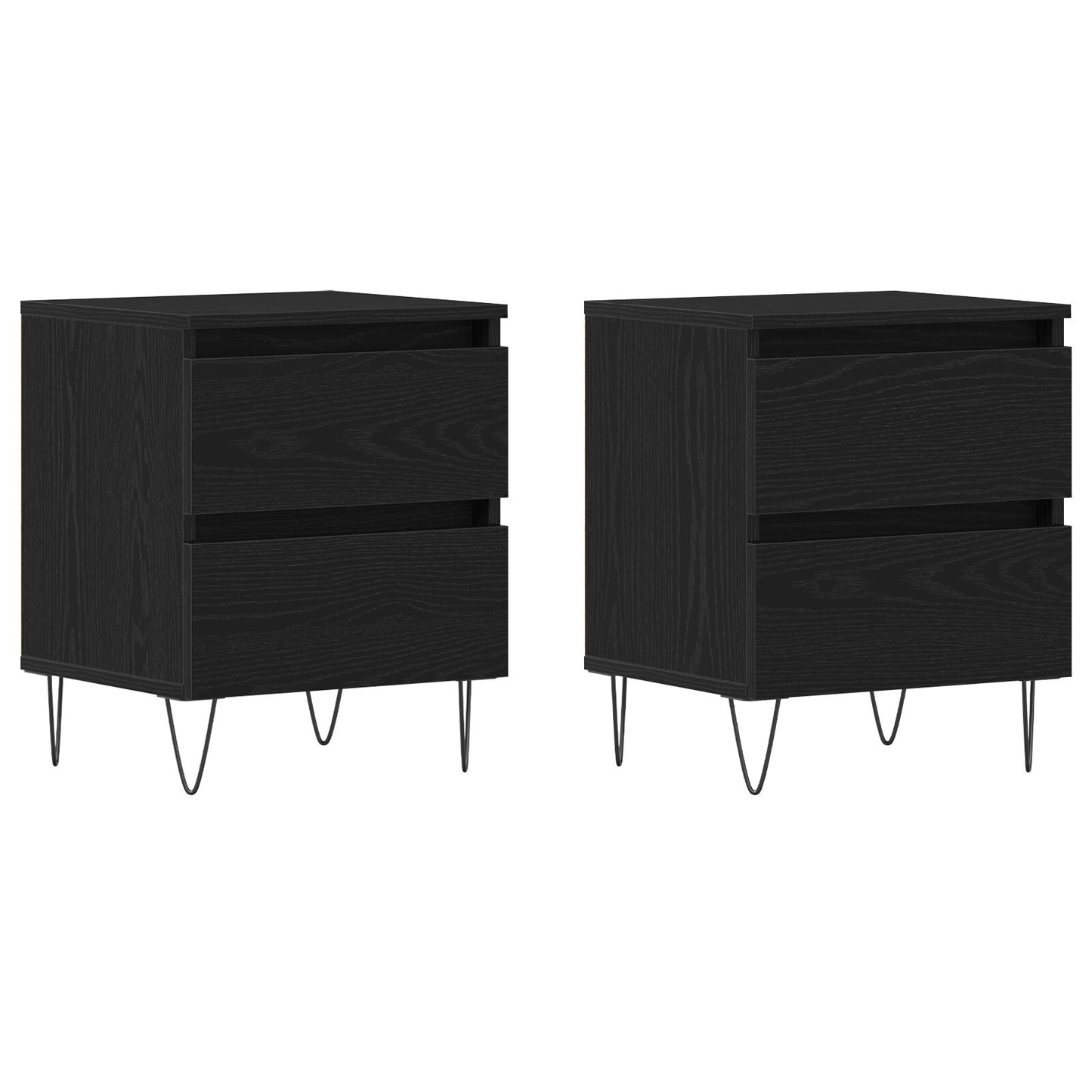 vidaXL Nachtkabinette 2 Stk. schwarze Eiche 40x35x50 cm Holzwerkstoff