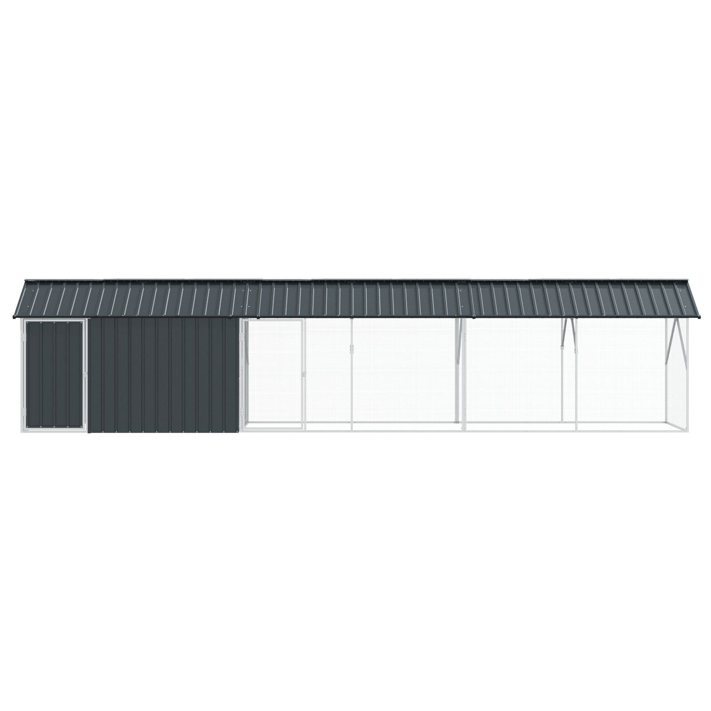 vidaXL Vogelvoliere mit Erweiterung Anthrazit 112x640x141 cm Stahl