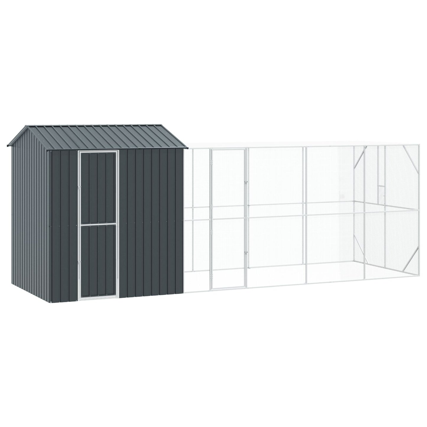 vidaXL Vogelvoliere mit Erweiterung Anthrazit 210x619x247 cm Stahl