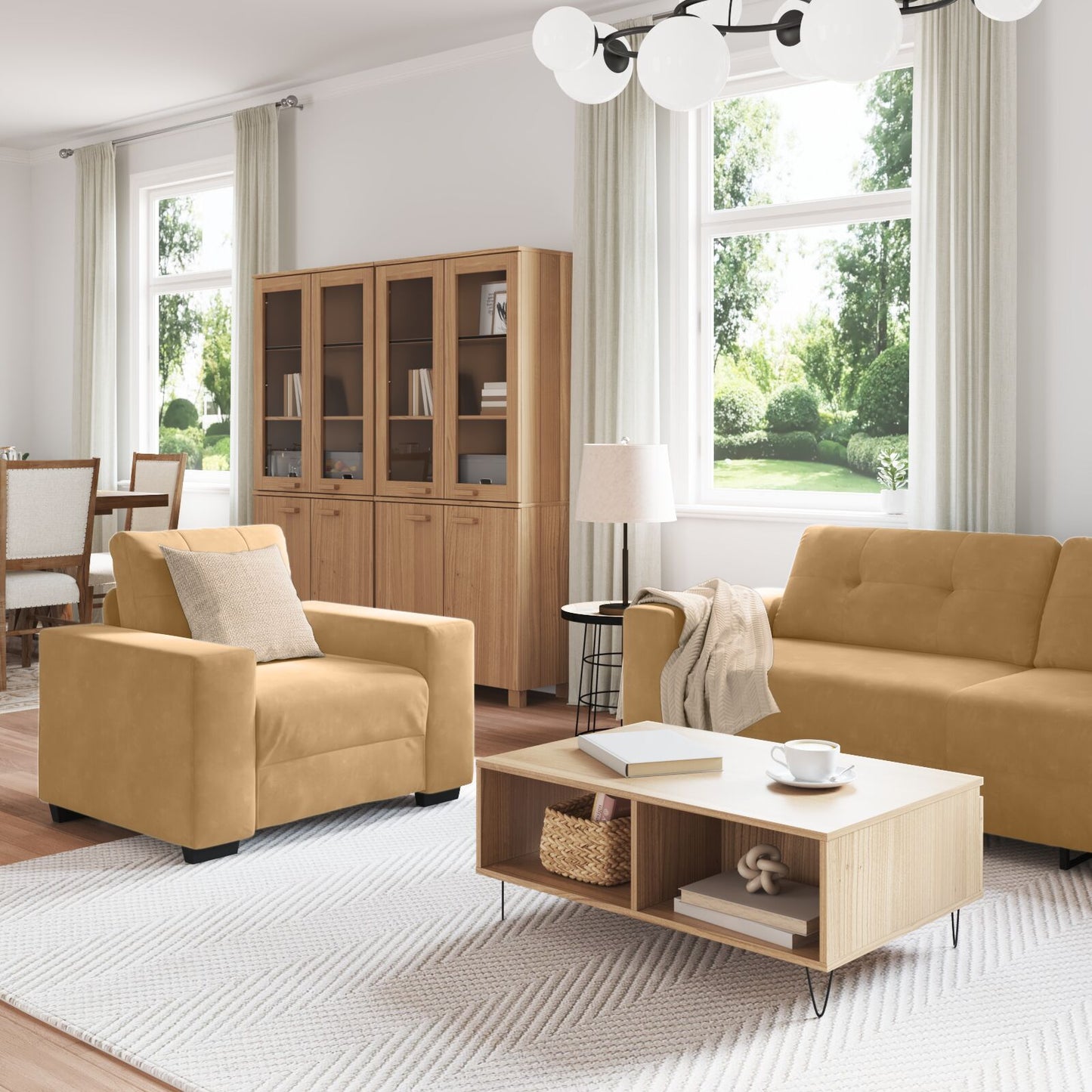 vidaXL 3-teiliges Sofaset mit Kissen aus braunem Samt