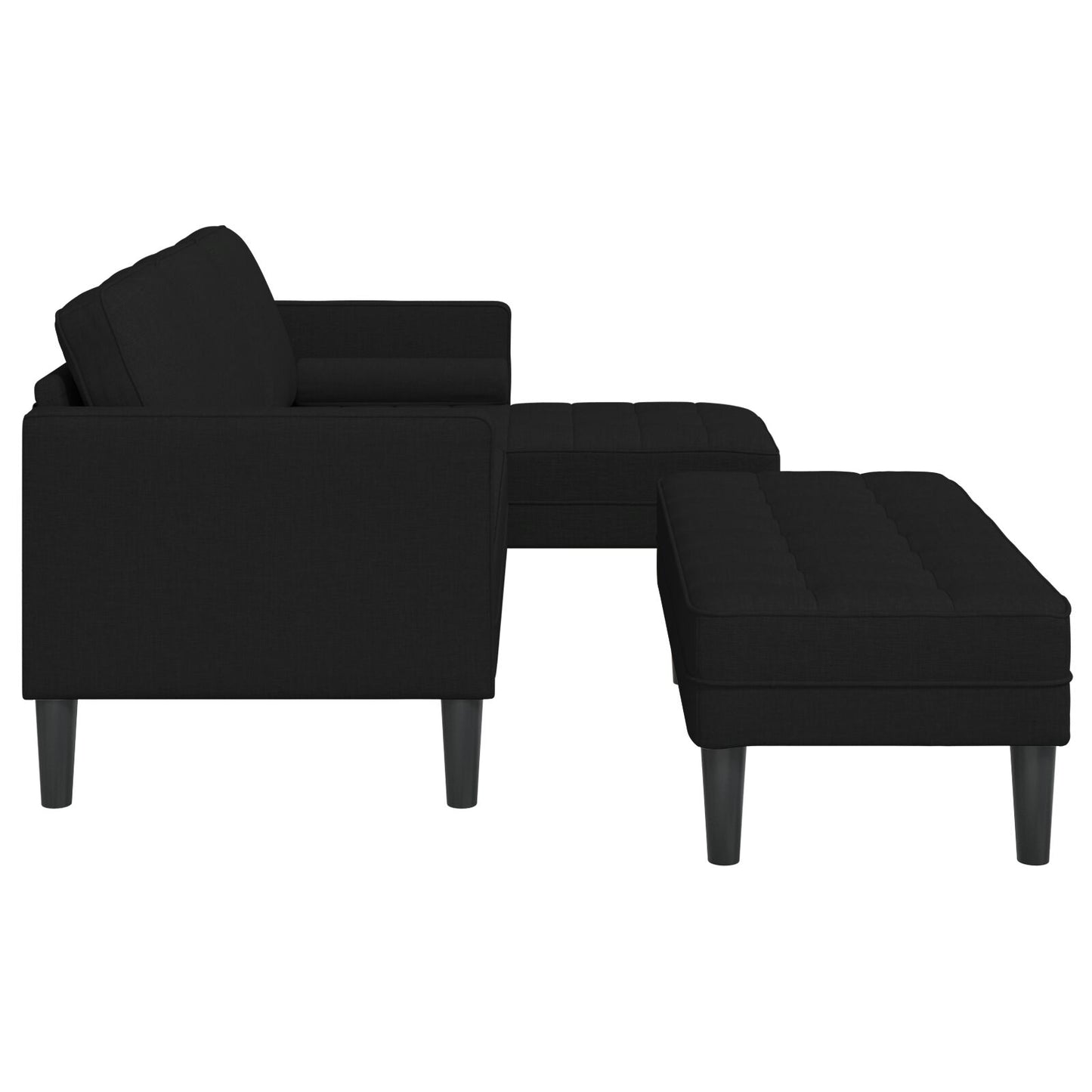 vidaXL 2-teiliges Sofa Set mit Kissen aus schwarzem Stoff
