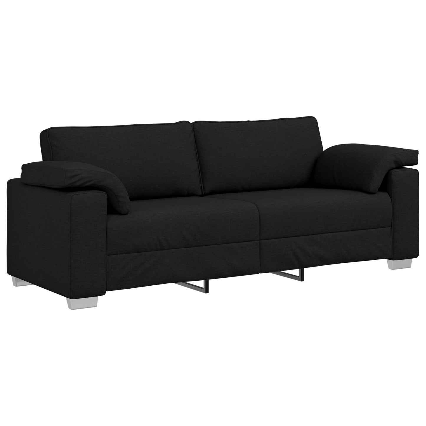 vidaXL 2-teiliges Sofaset mit Kissen schwarzer Stoff