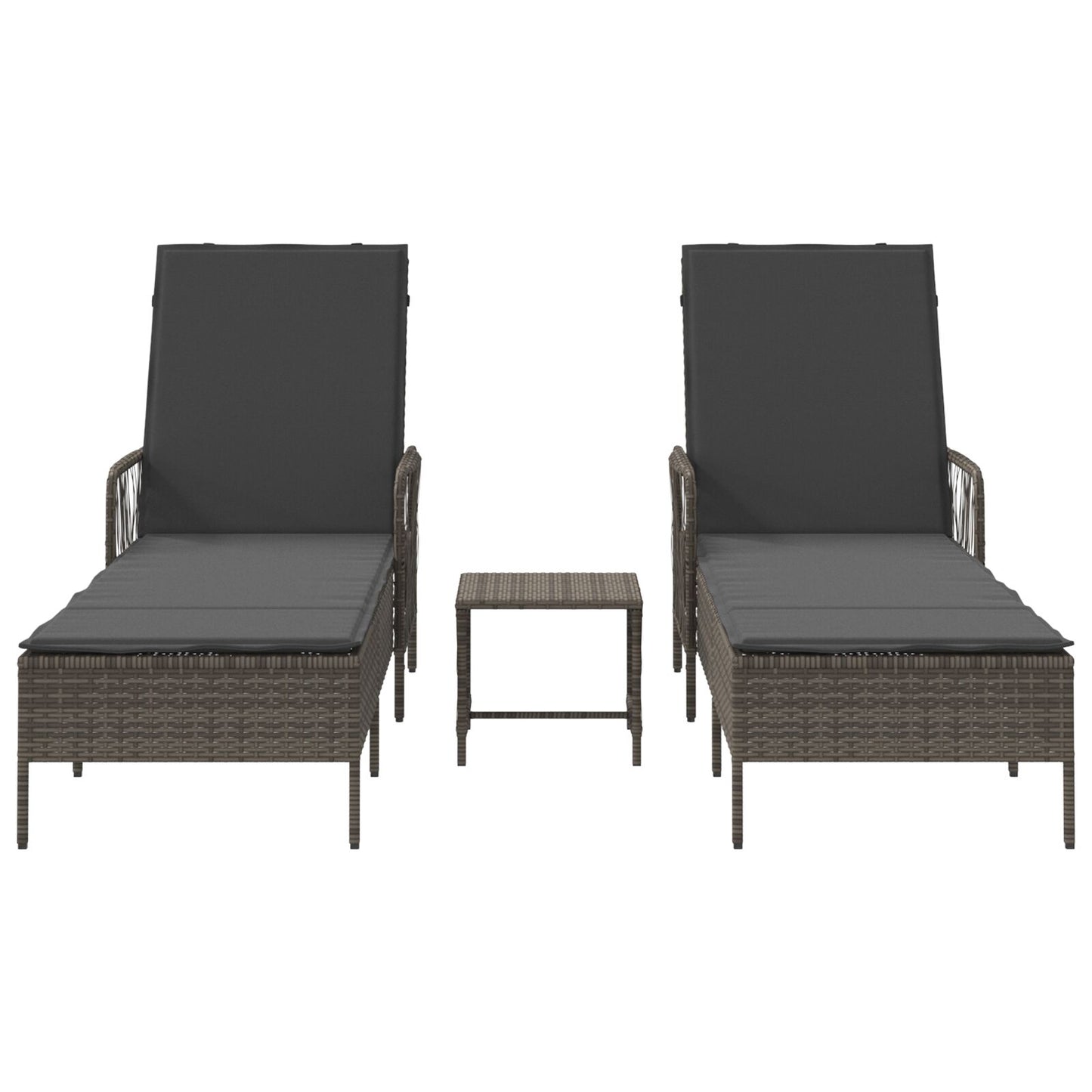 vidaXL Sonnenliege Set Set aus 3 Grau und Dunkelgrau PE Rattan