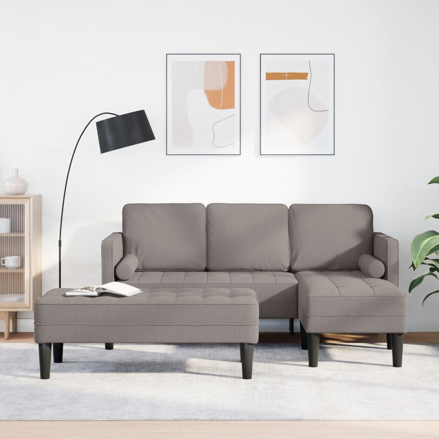 vidaXL 2-teiliges Sofa Set mit Kissen in taupefarbenem Stoff