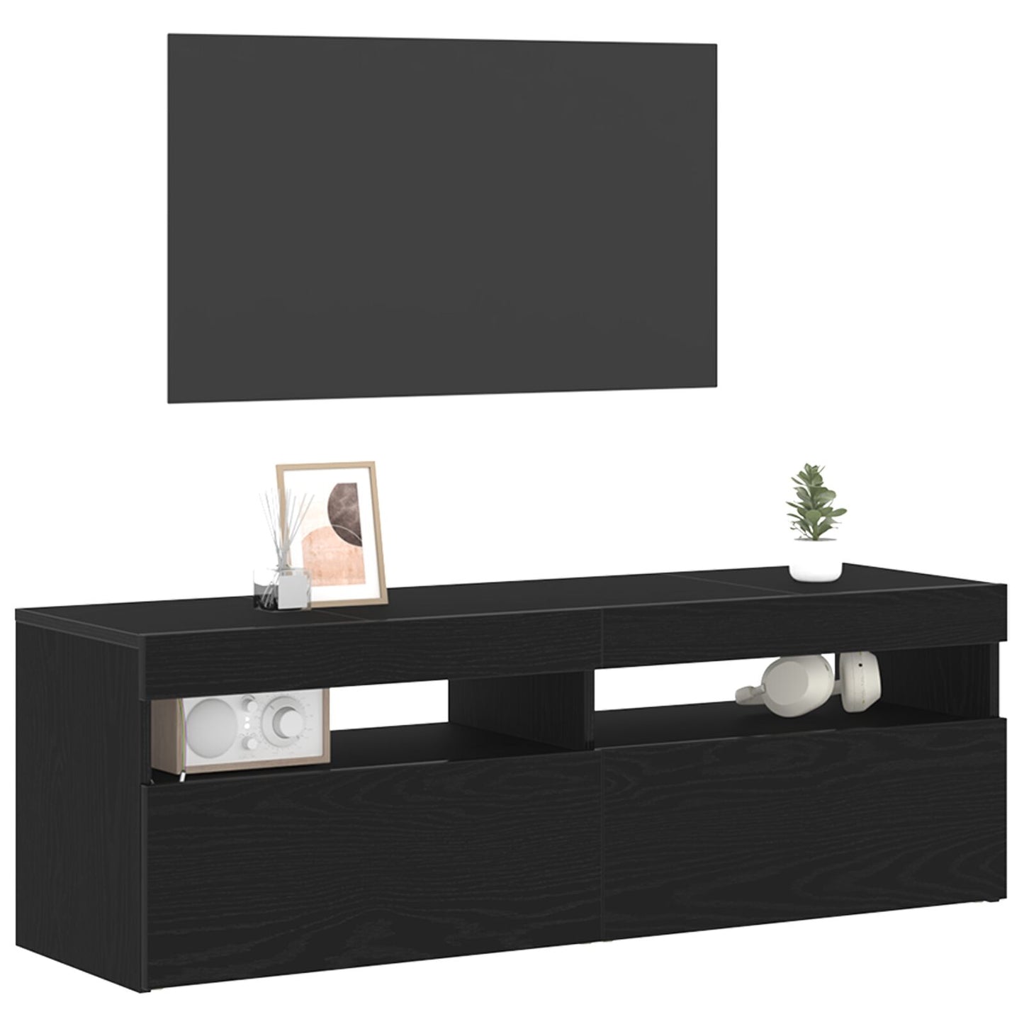 vidaXL TV-Schrank mit LED Schwarz Eiche 120x35x40 cm Holzwerkstoff
