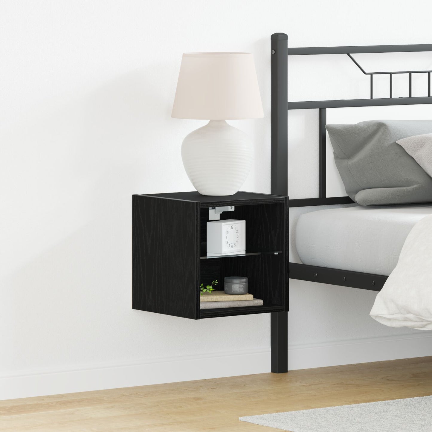 vidaXL LED TV Schrank 2 Stück Schwarz Eiche 30x28,5x30 cm Holzwerkstoff