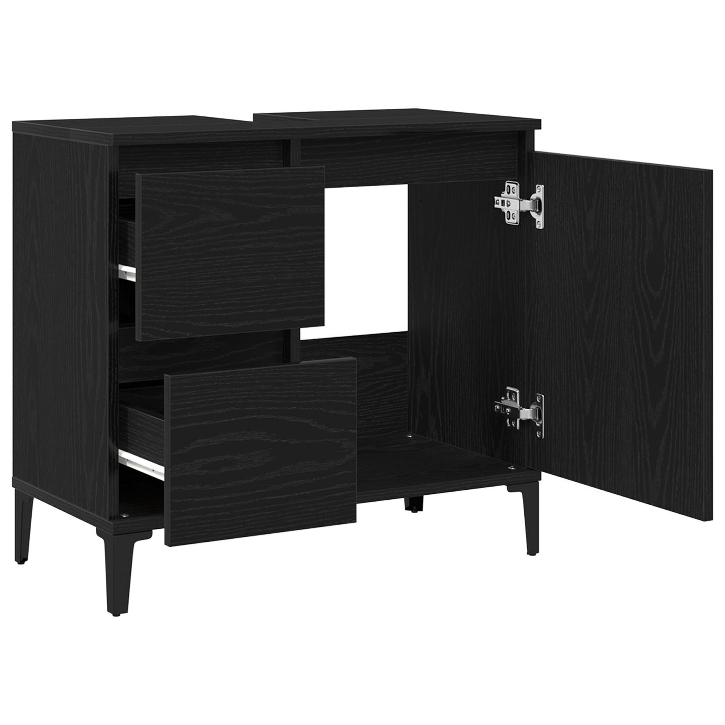 vidaXL Waschschrank Schwarz Eiche 65x33x60 cm Holzwerkstoff