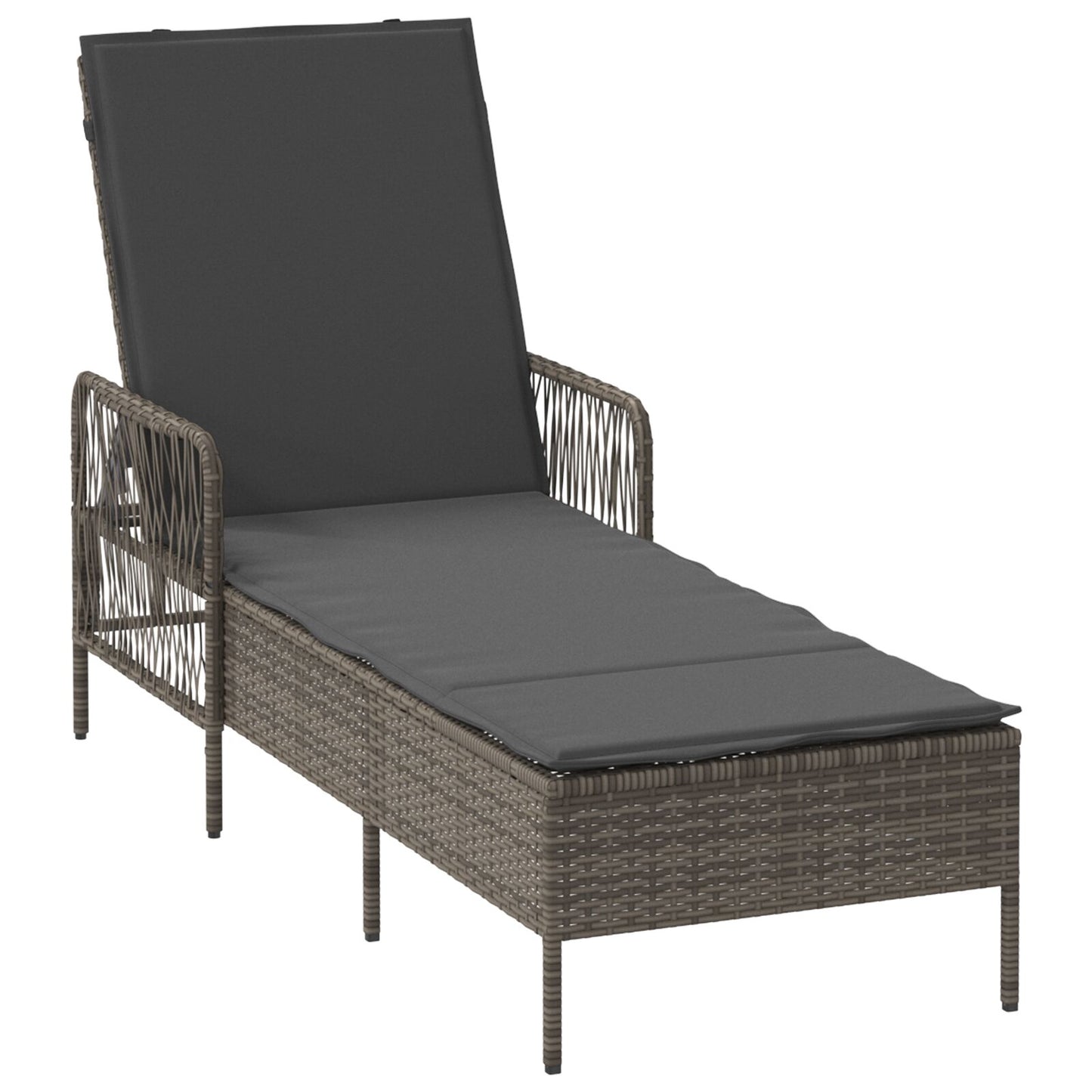 vidaXL Sonnenliege Set Set aus 3 Grau und Dunkelgrau PE Rattan