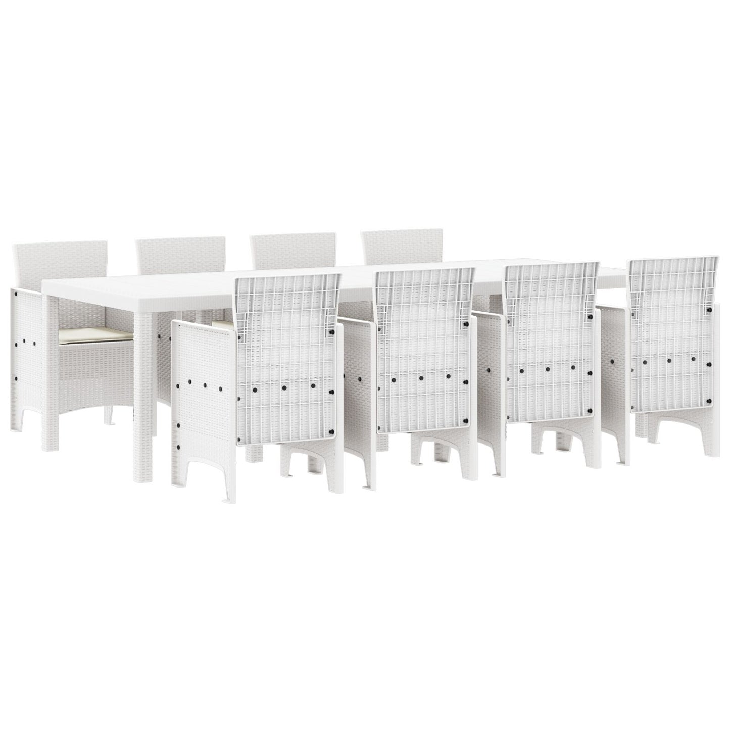 vidaXL Garten-Esszimmer-Set 9-teilig Weiß PE-Rattan Ergonomisch