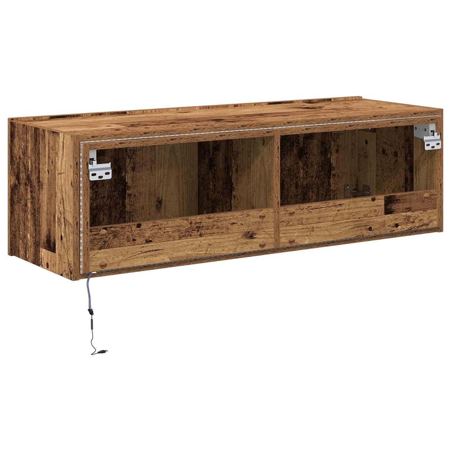 vidaXL TV-Wandregal mit LED-Lichtern Alte Holz 100x35x31 cm
