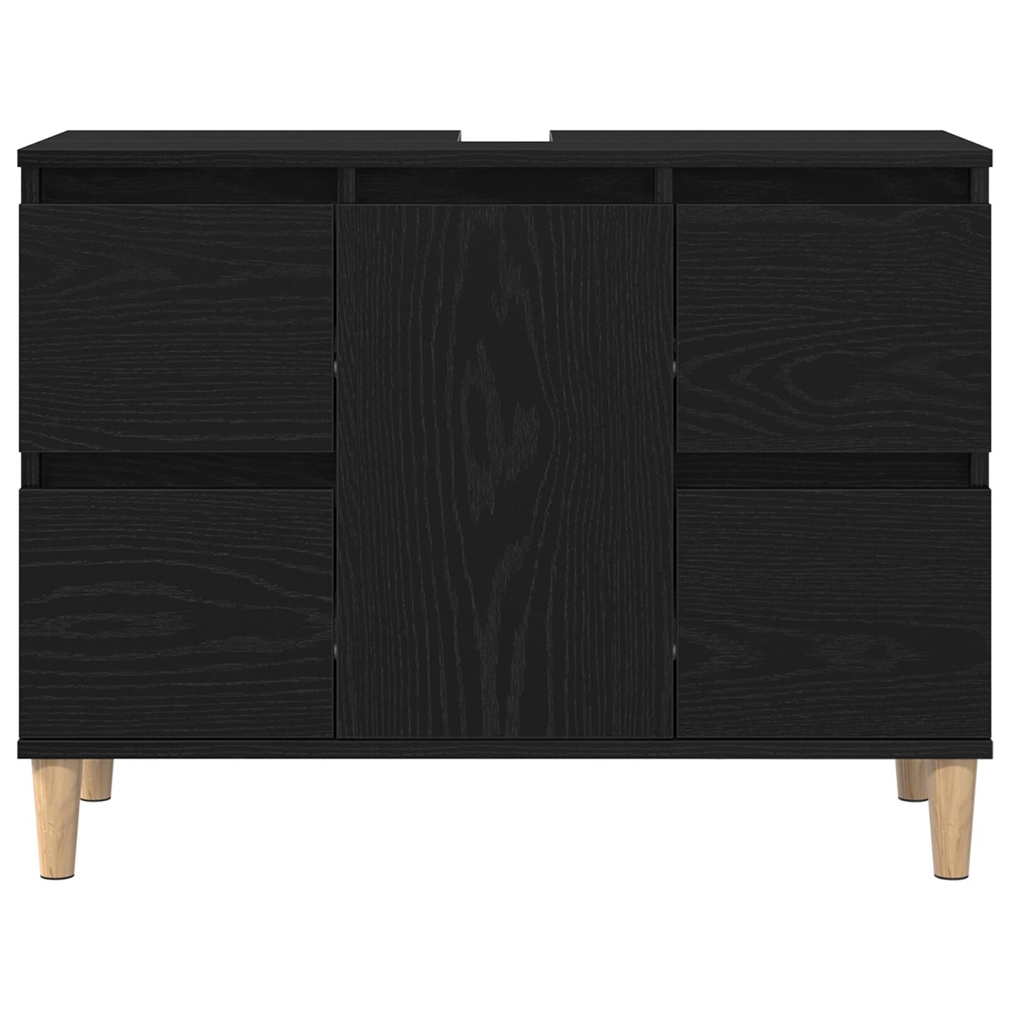 vidaXL Waschbeckenunterschrank Schwarz Eiche 80x33x60 cm Holzwerkstoff