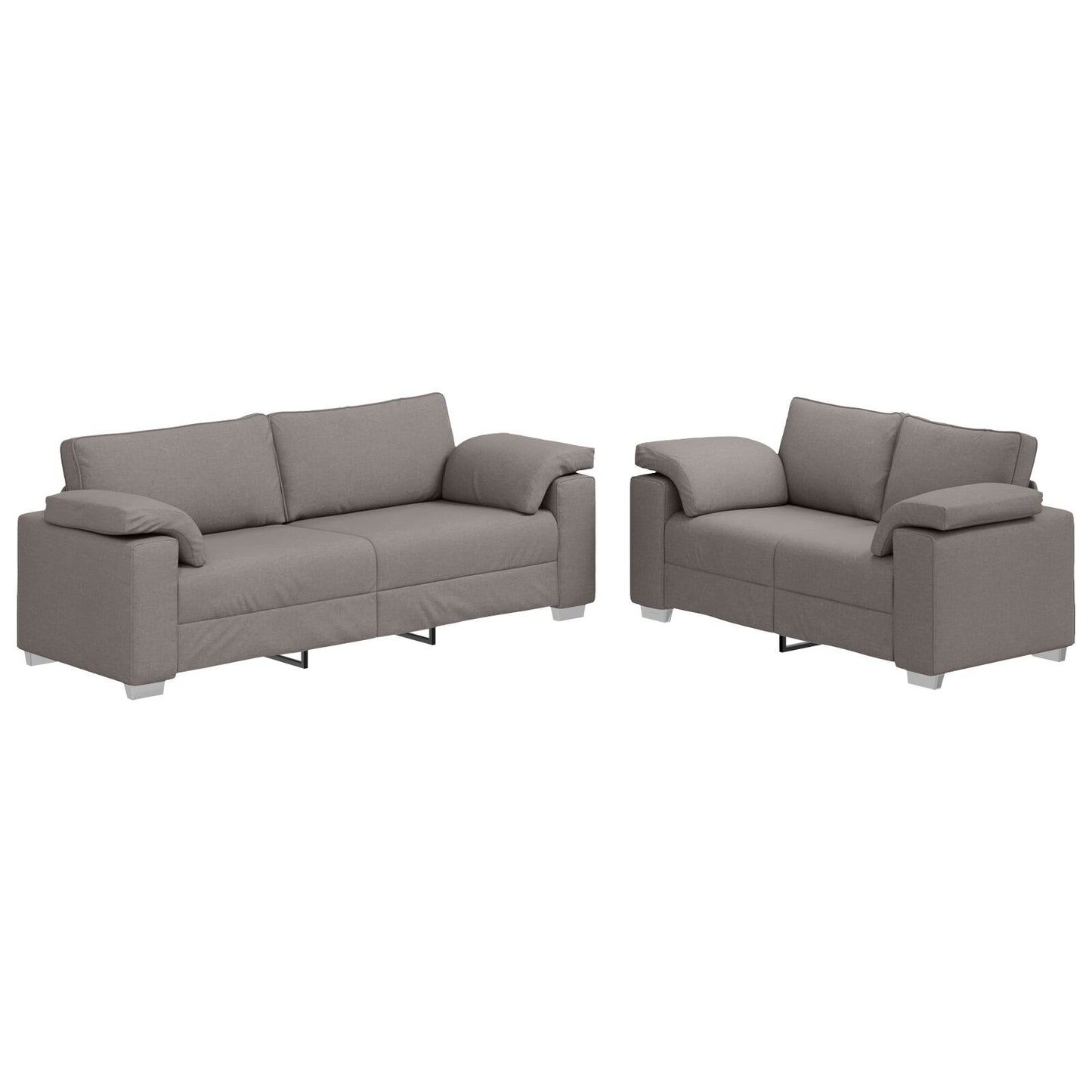 vidaXL 2-teiliges Sofaset mit Kissen Taupe Stoff