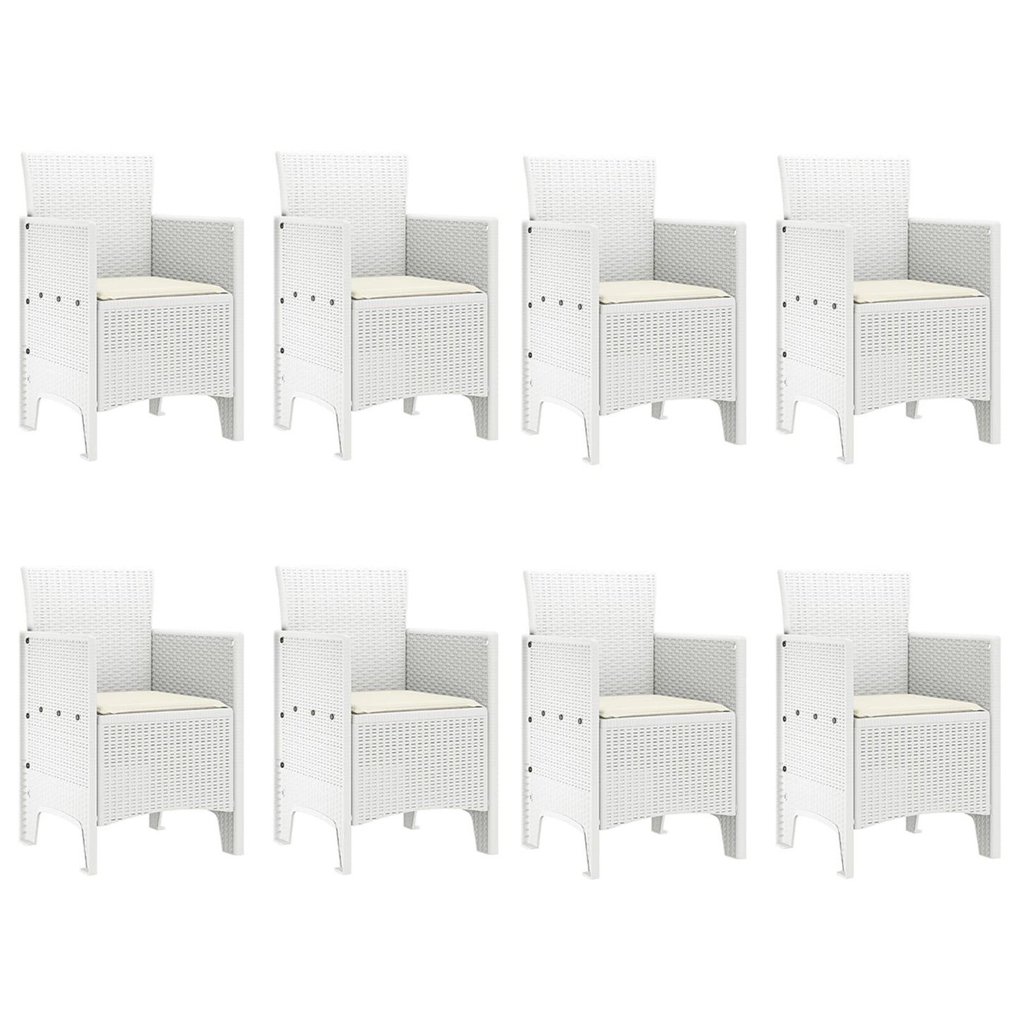 vidaXL Garten-Esszimmer-Set 9-teilig Weiß PE-Rattan Ergonomisch