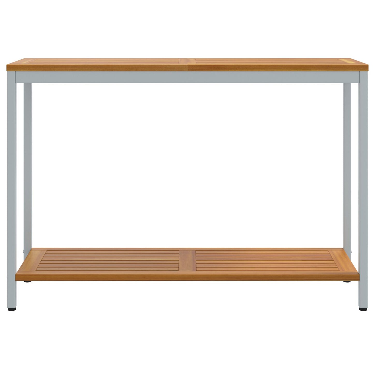 vidaXL Gartentisch Natur & Grau 35x110x75 cm aus Massivholz und Stahl