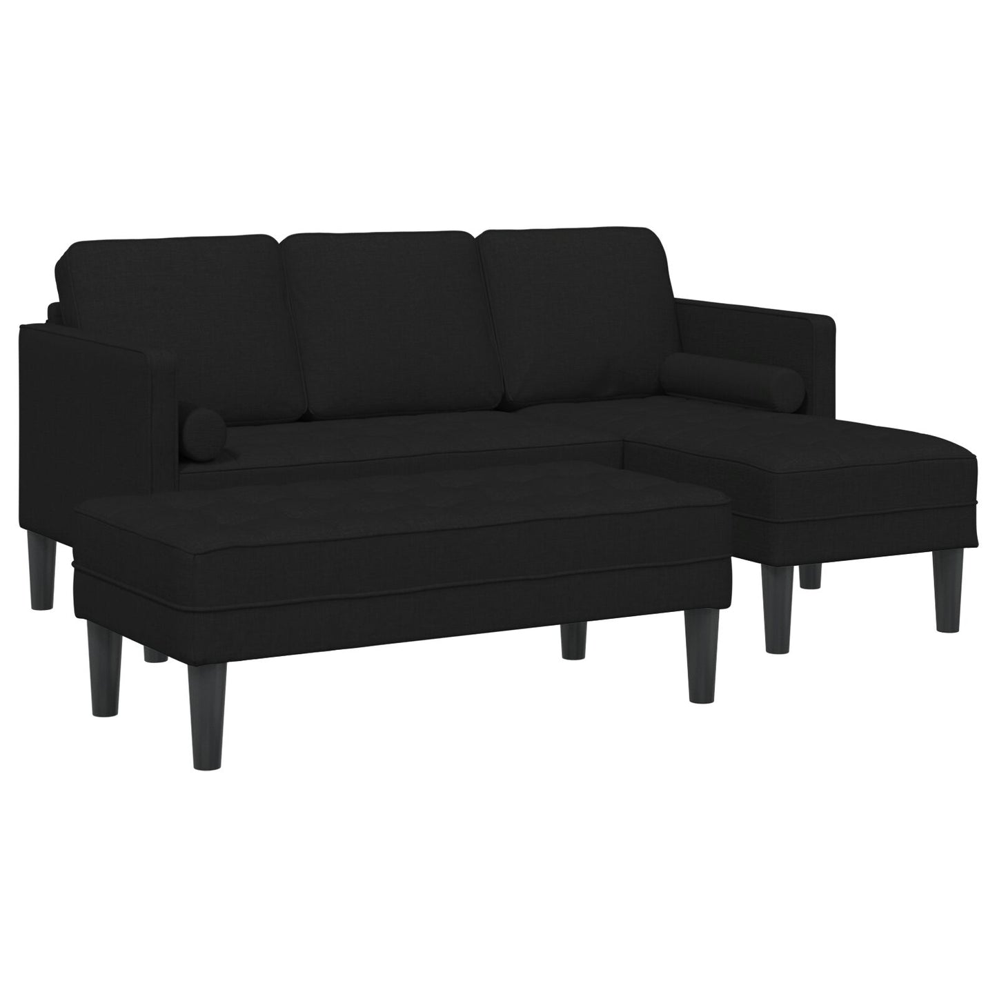 vidaXL 2-teiliges Sofa Set mit Kissen aus schwarzem Stoff