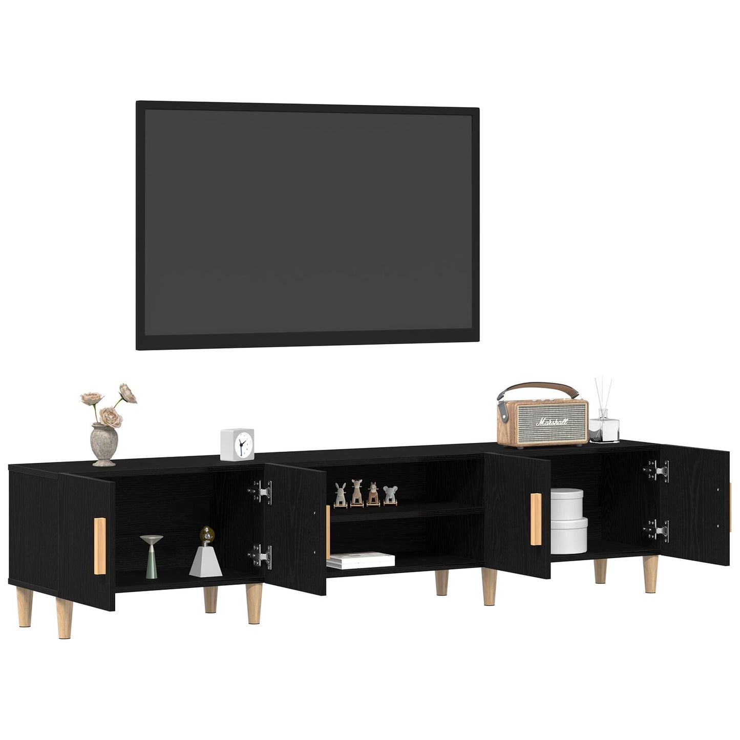 vidaXL TV Schrank Schwarz Eiche 180x31,5x40 cm Holzwerkstoff