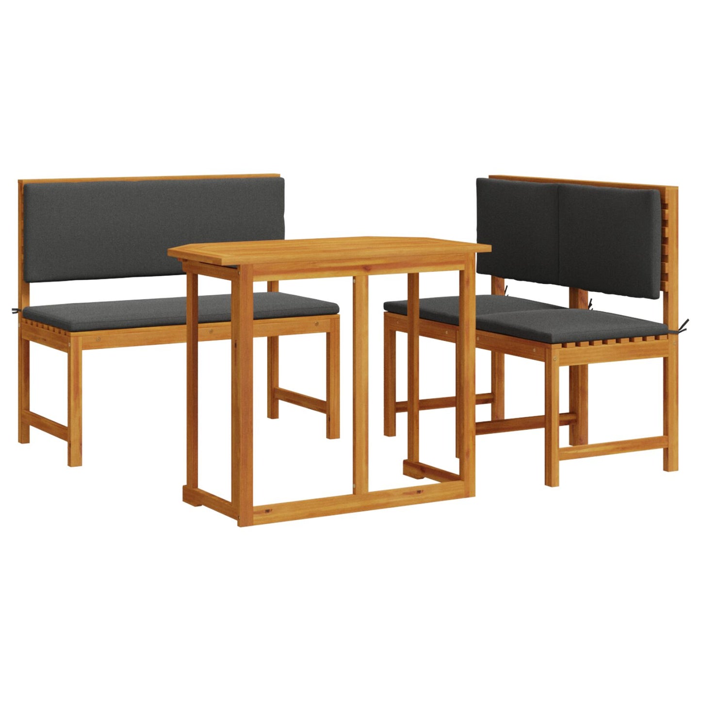 vidaXL 4-teiliges Garten-Esszimmer-Set mit Kissen aus massivem Akazienholz