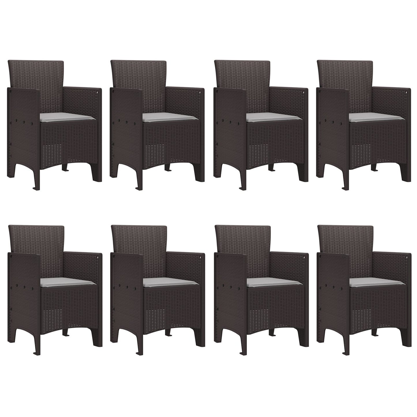 vidaXL 9-teiliges Garten-Esstisch-Set mit Kissen in Braun aus Poly-Rattan