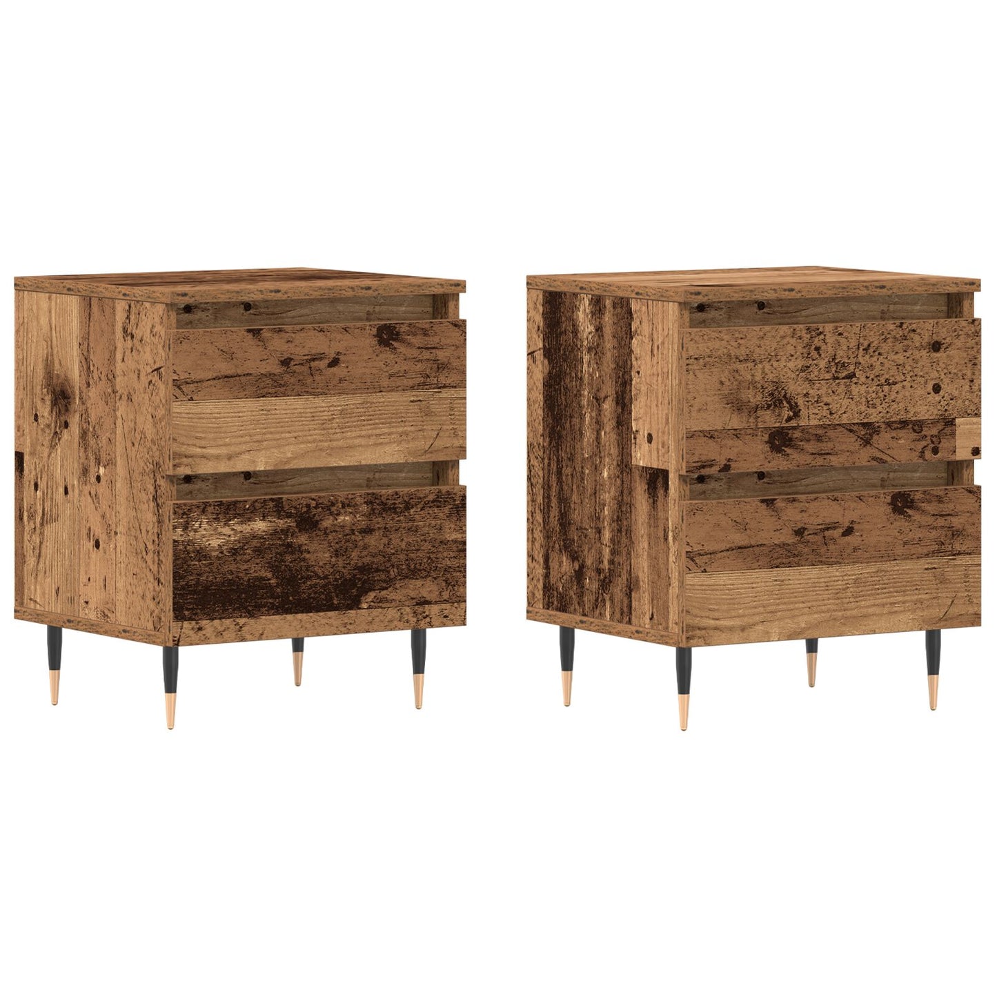 vidaXL Nachttische 2 Stück Alte Holz 40x35x50 cm Konstruktionsholz