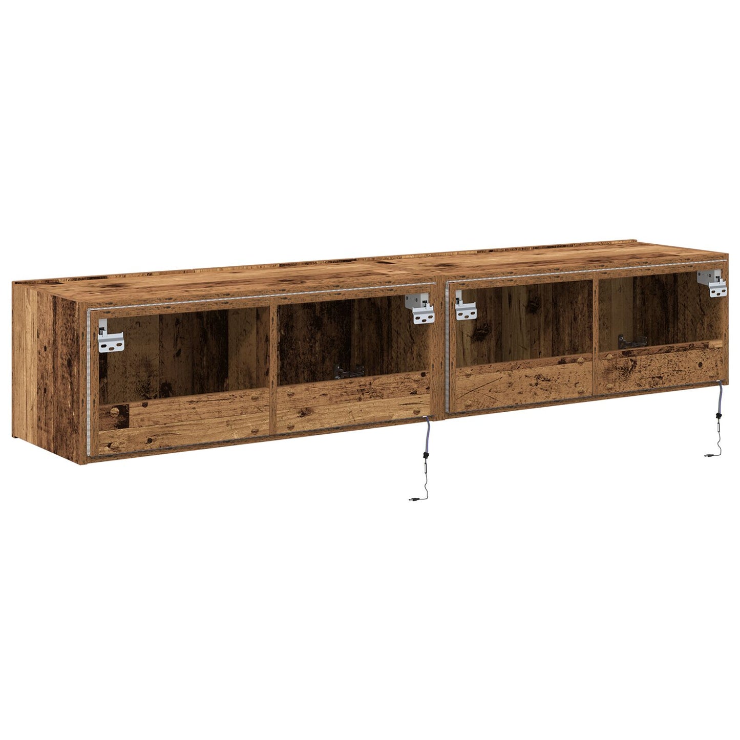 vidaXL TV-Wandmöbel mit LED-Lichtern 2 Stück Altes Holz 80x35x31 cm