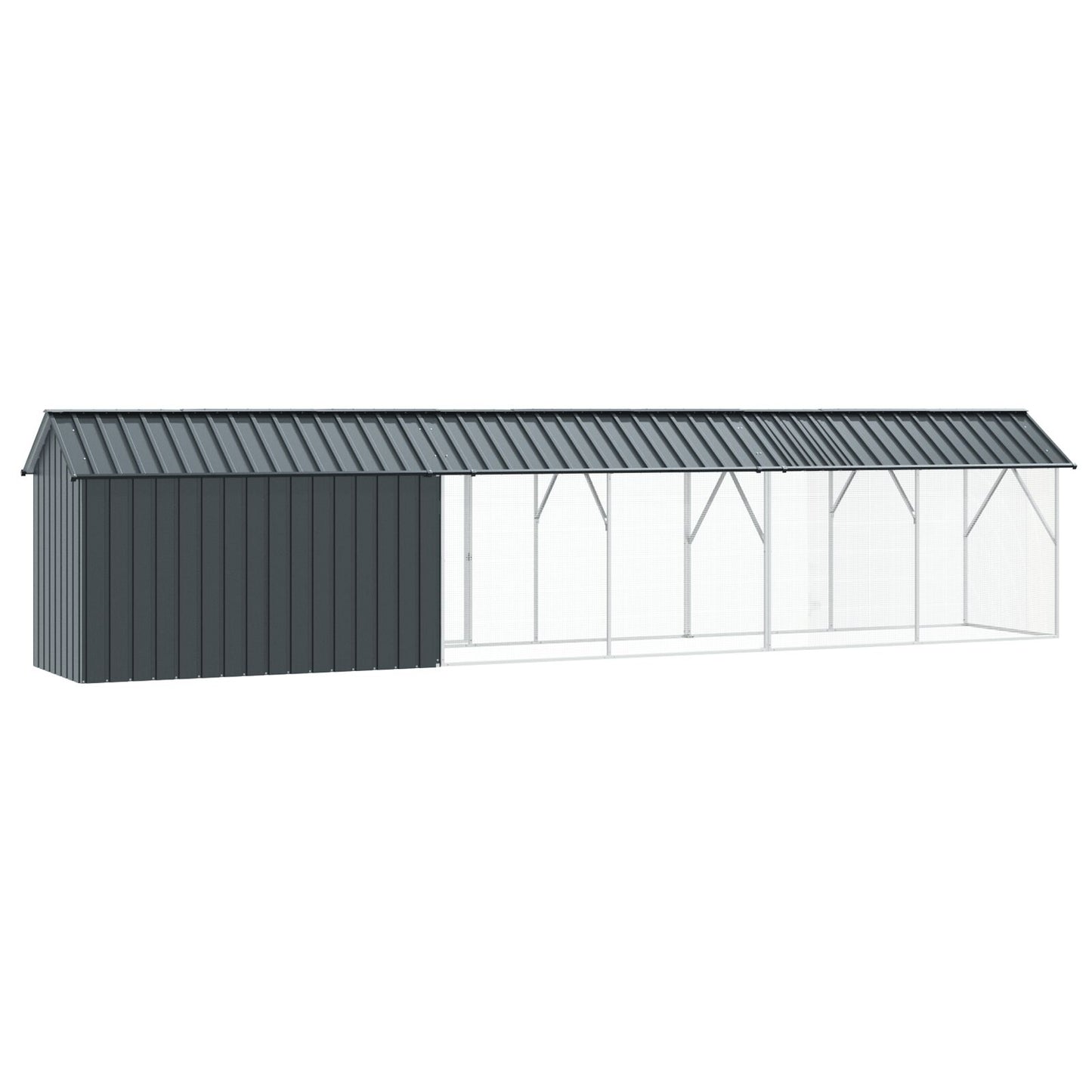 vidaXL Vogelvoliere mit Erweiterung Anthrazit 112x640x141 cm Stahl