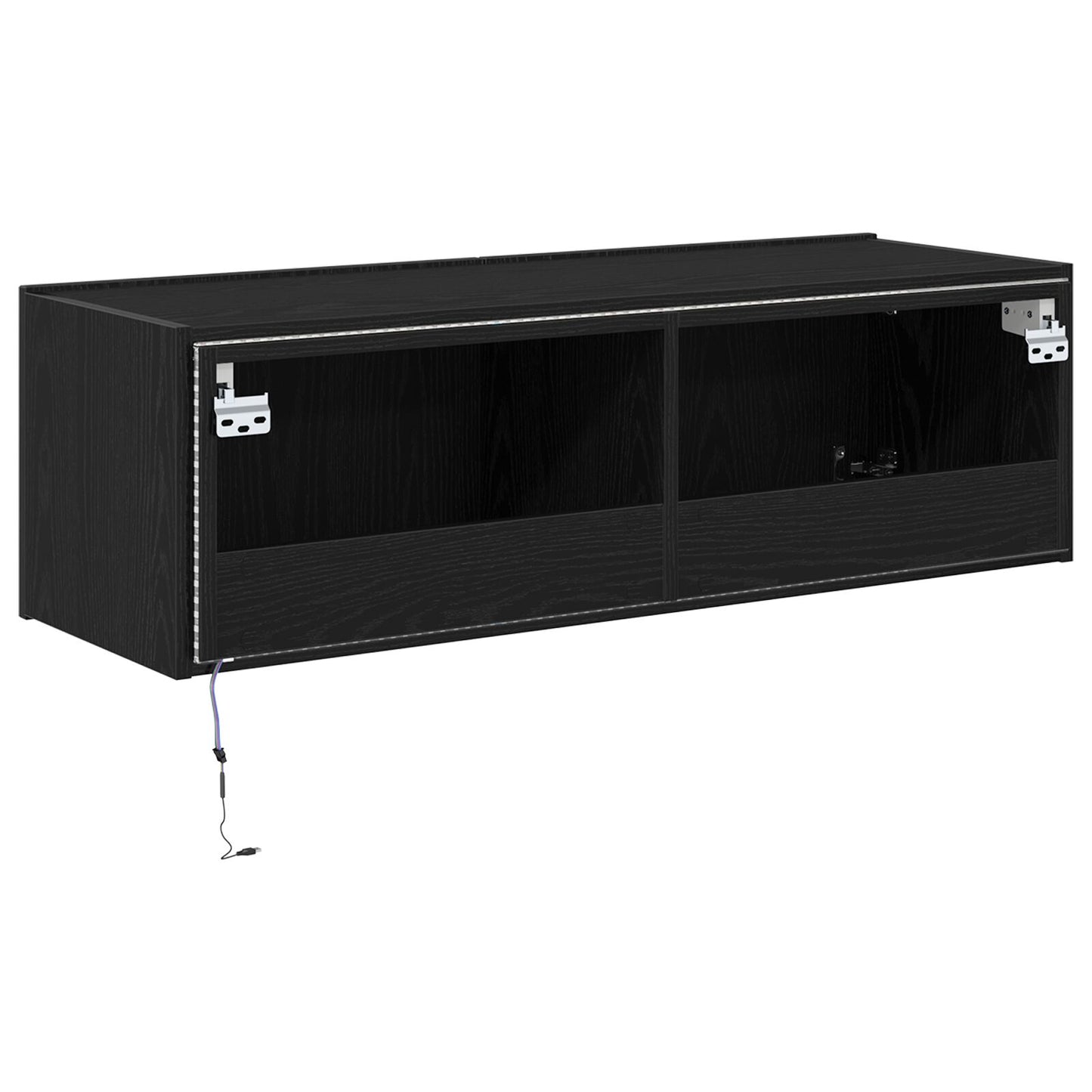 vidaXL TV-Wandregal mit LED-Lichtern Schwarz Eiche 100x35x31 cm