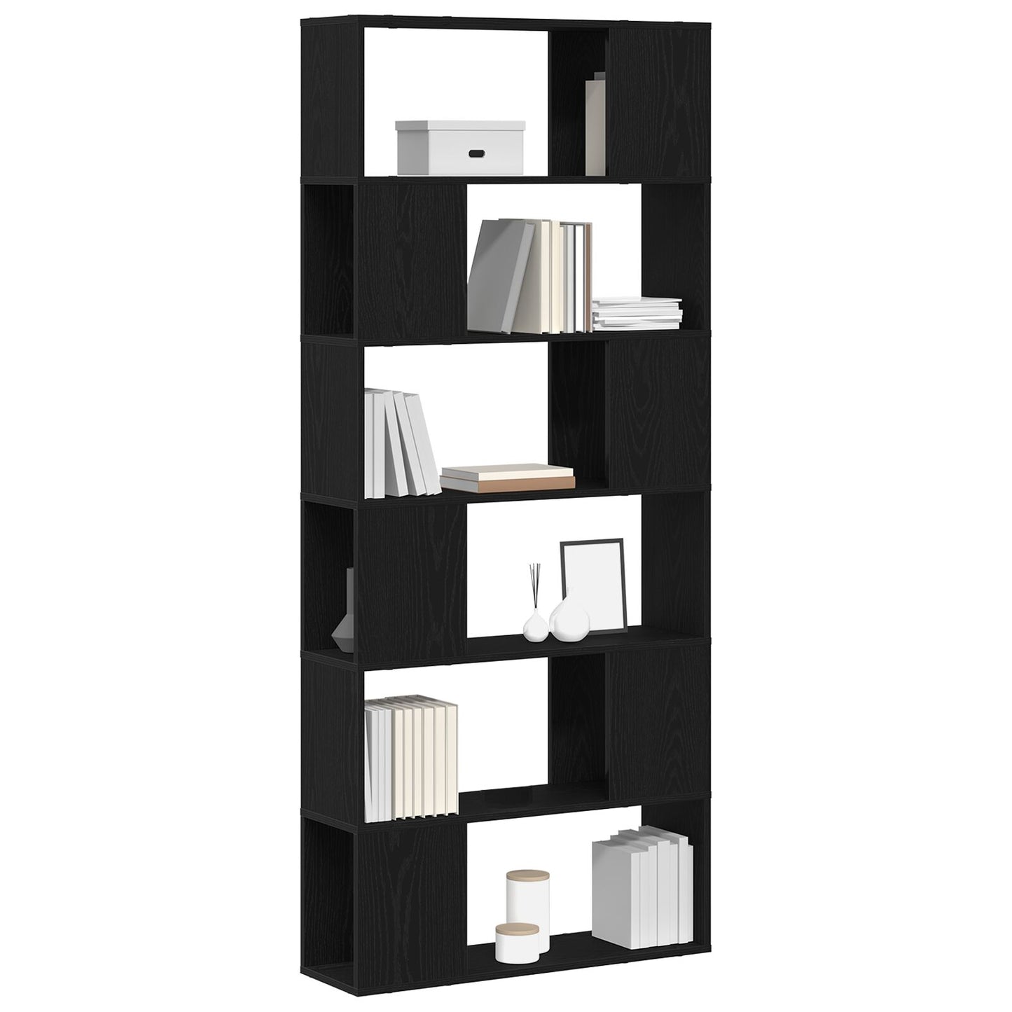 vidaXL Bücherregal Schwarz Eiche 80x24x186 cm Holzwerkstoff