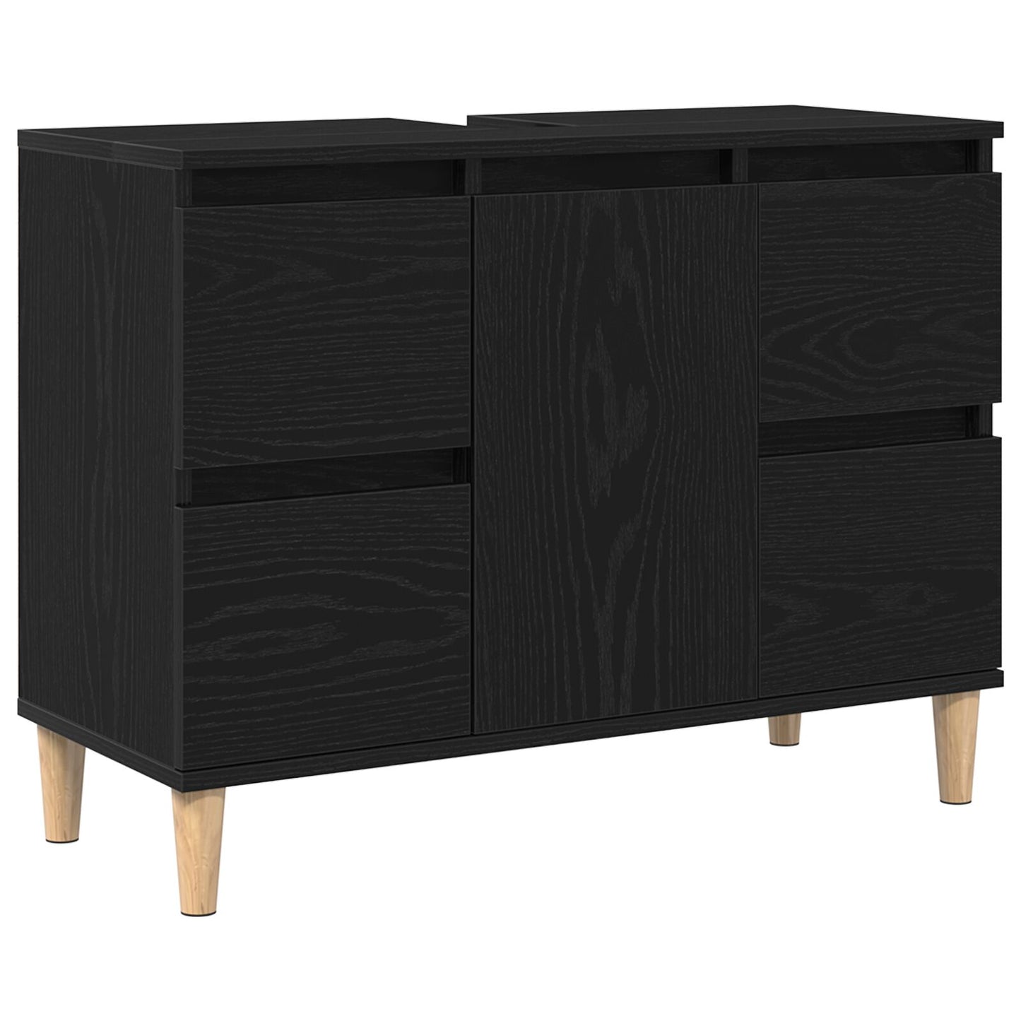 vidaXL Waschbeckenunterschrank Schwarz Eiche 80x33x60 cm Holzwerkstoff