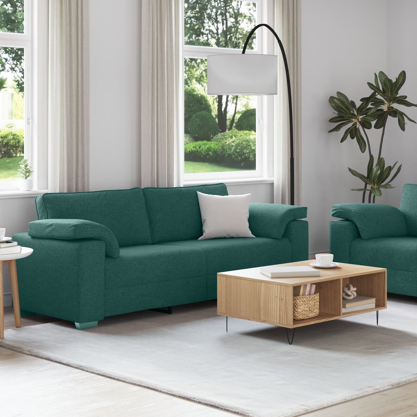 vidaXL 2-teiliges Sofaset mit Kissen Dunkelgrüner Stoff