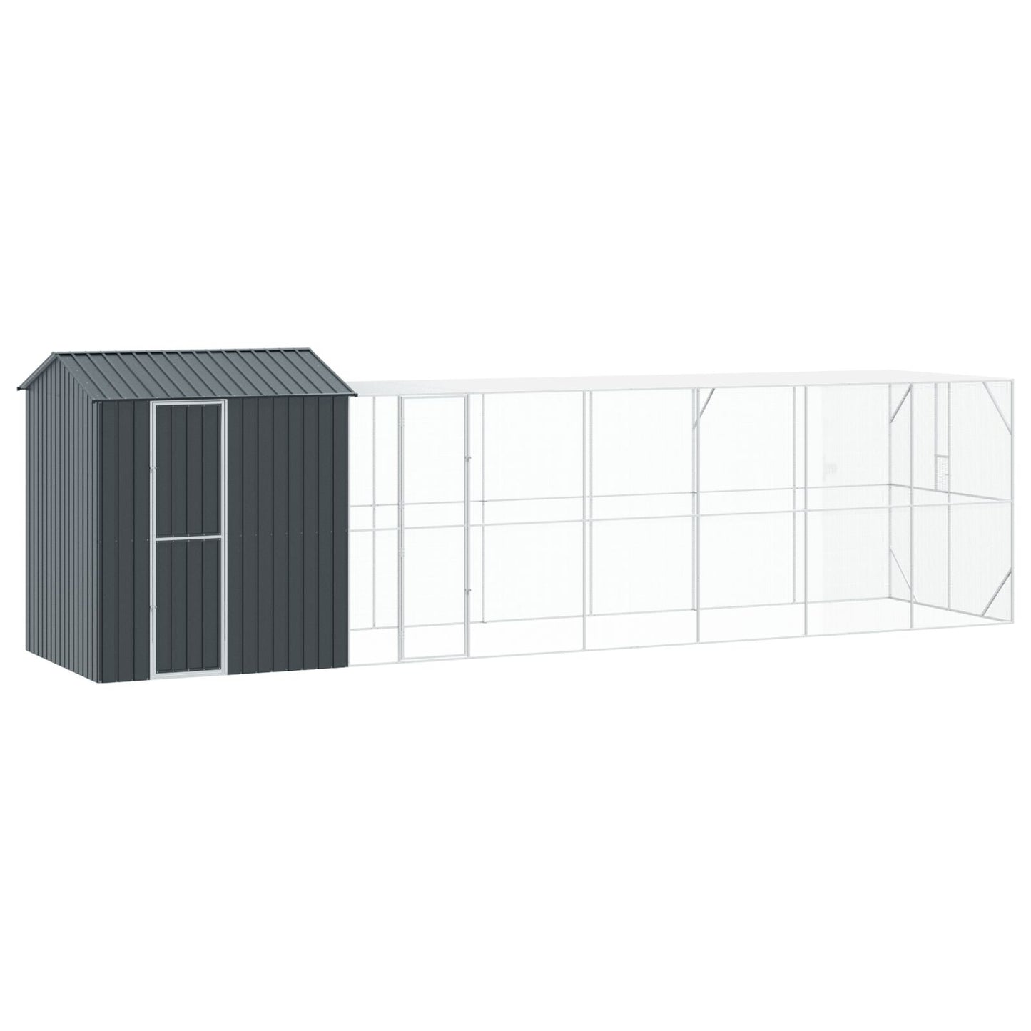 vidaXL Vogelvoliere mit Erweiterung Anthrazit 210x817x247 cm Stahl
