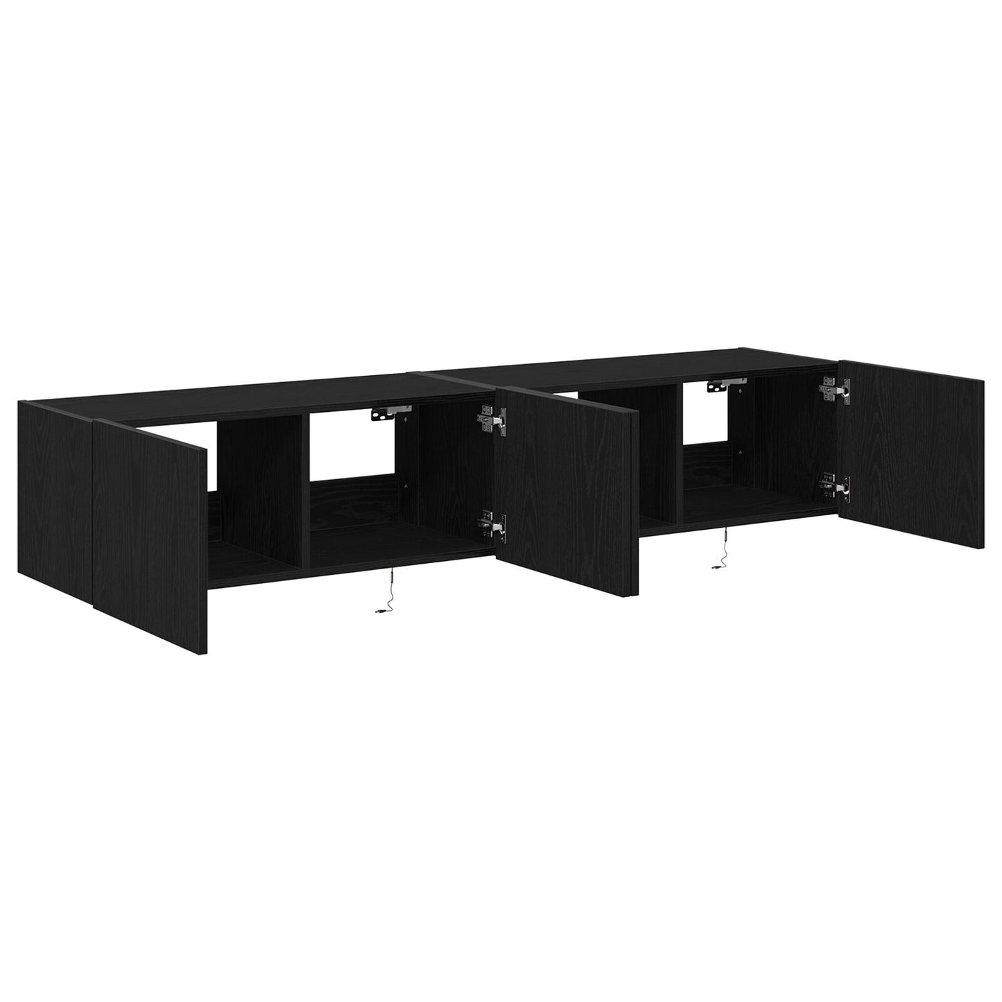 vidaXL TV Wandtische mit LED-Lichtern 2 Stück Schwarz Eiche 80x35x31 cm