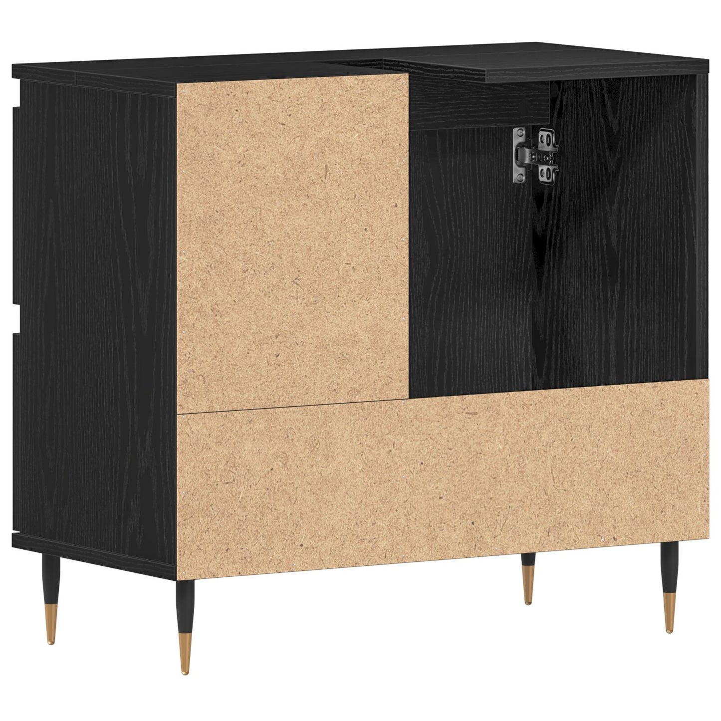 vidaXL Badezimmer Waschbecken Schrank Schwarz Eiche 65x33x60 cm Engineered Wood